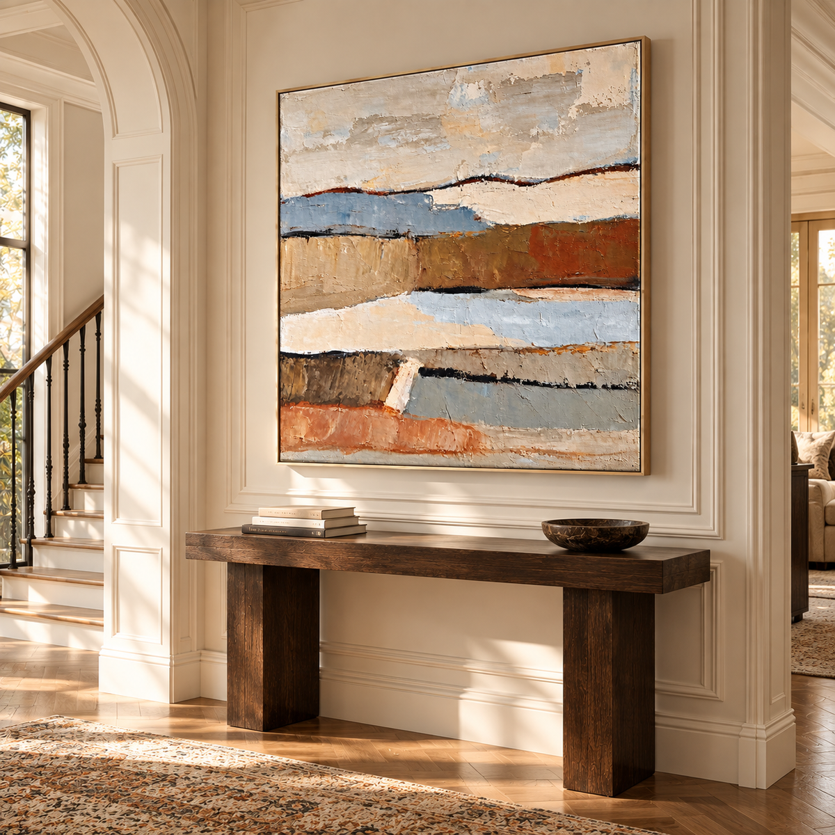 "The Settlement of Time" - An abstract textured oil painting in wabi-sabi earth tones