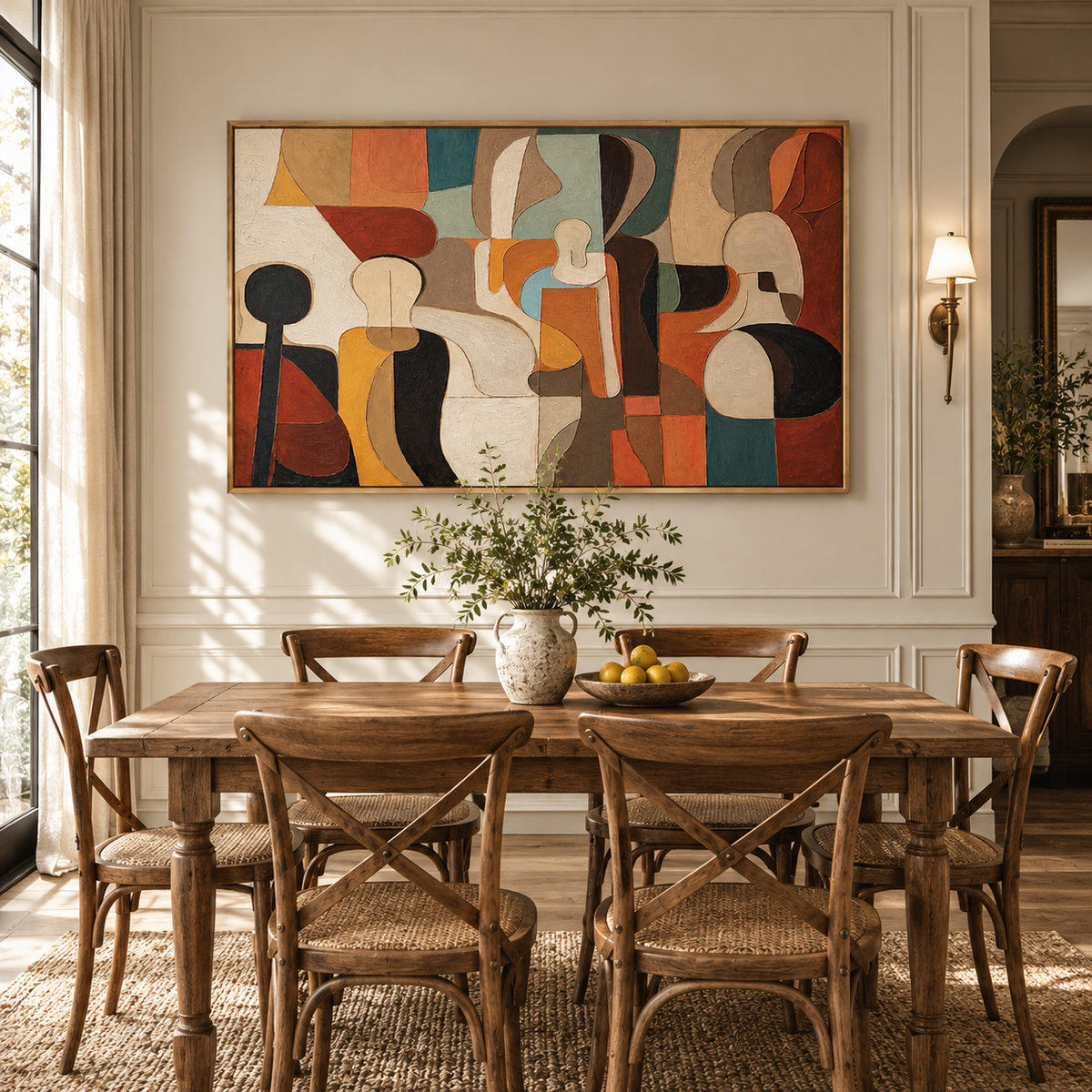 "Echoes of Form" – Mid-Century Modern Earth Tone Abstract Acrylic Painting