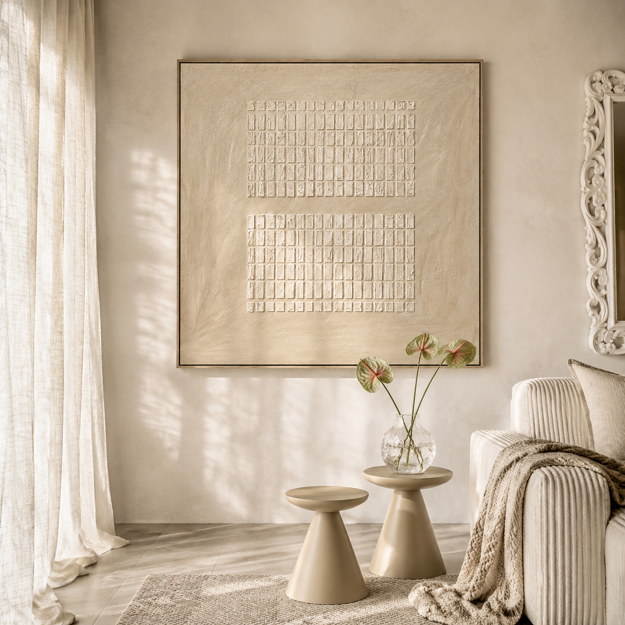 "Silent Horizon" – Wabi-Sabi Earth Tone Textured Horizontal Relief Painting