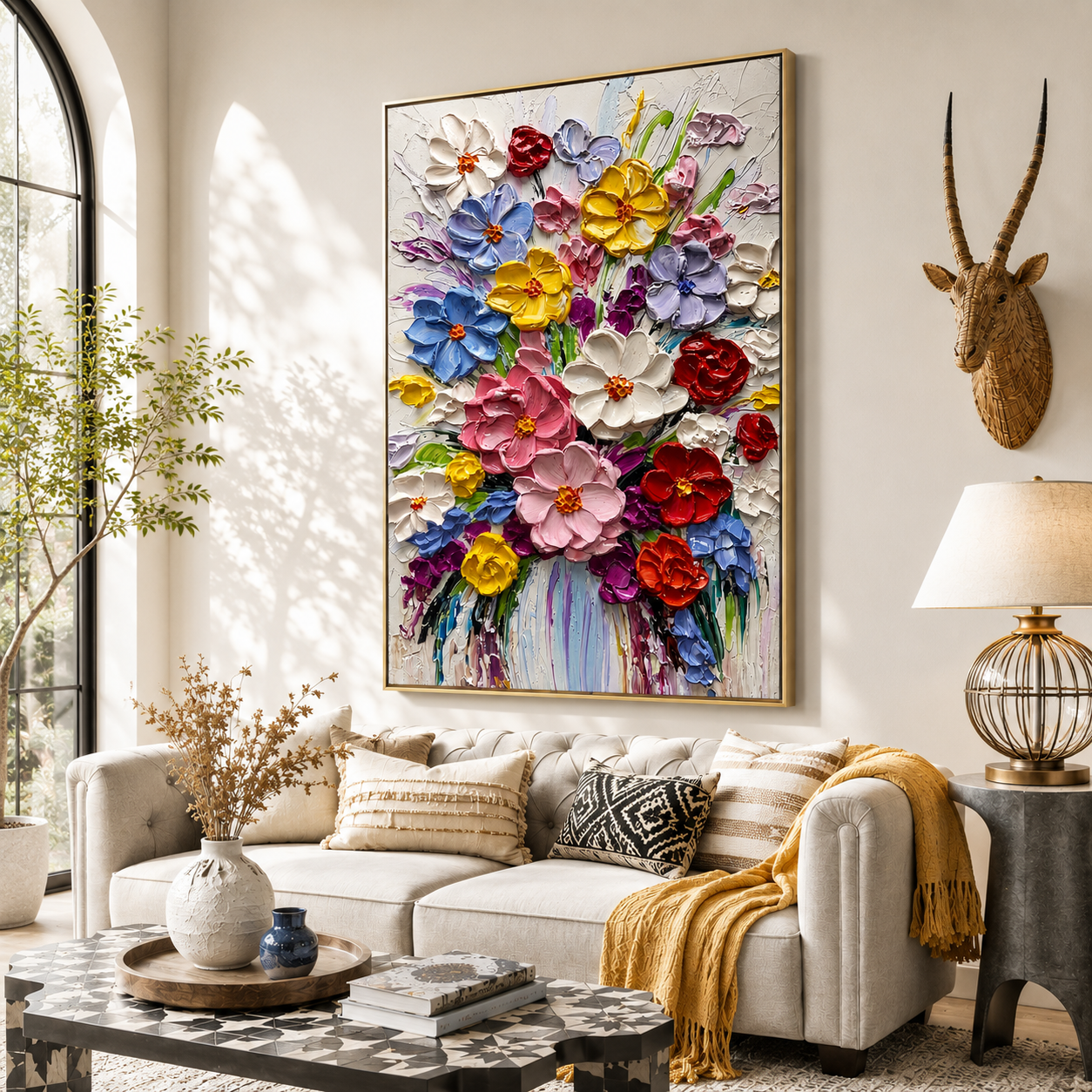 "Garden Sonata" – Colorful Impasto Floral Oil Painting