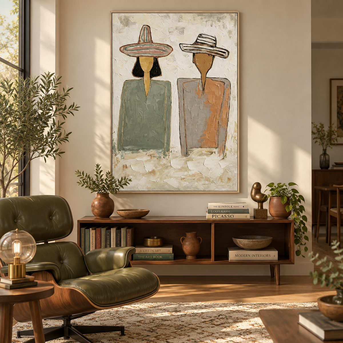“Desert Companions” – Modern Western Couple Portrait Oil Painting