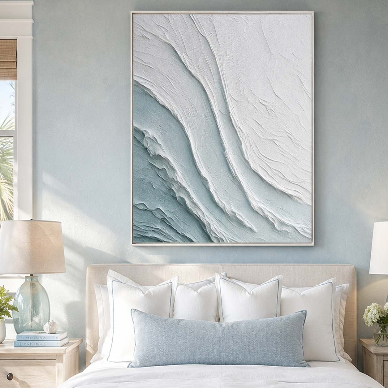 "Glacial Whisper" – Ice Blue Wabi Sabi Textured Abstract Painting