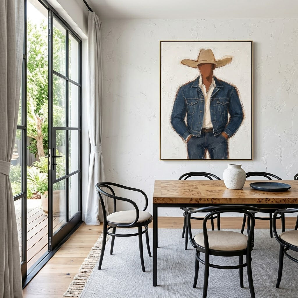 “Silent Outlaw” – Modern Western Cowboy Portrait Oil Painting