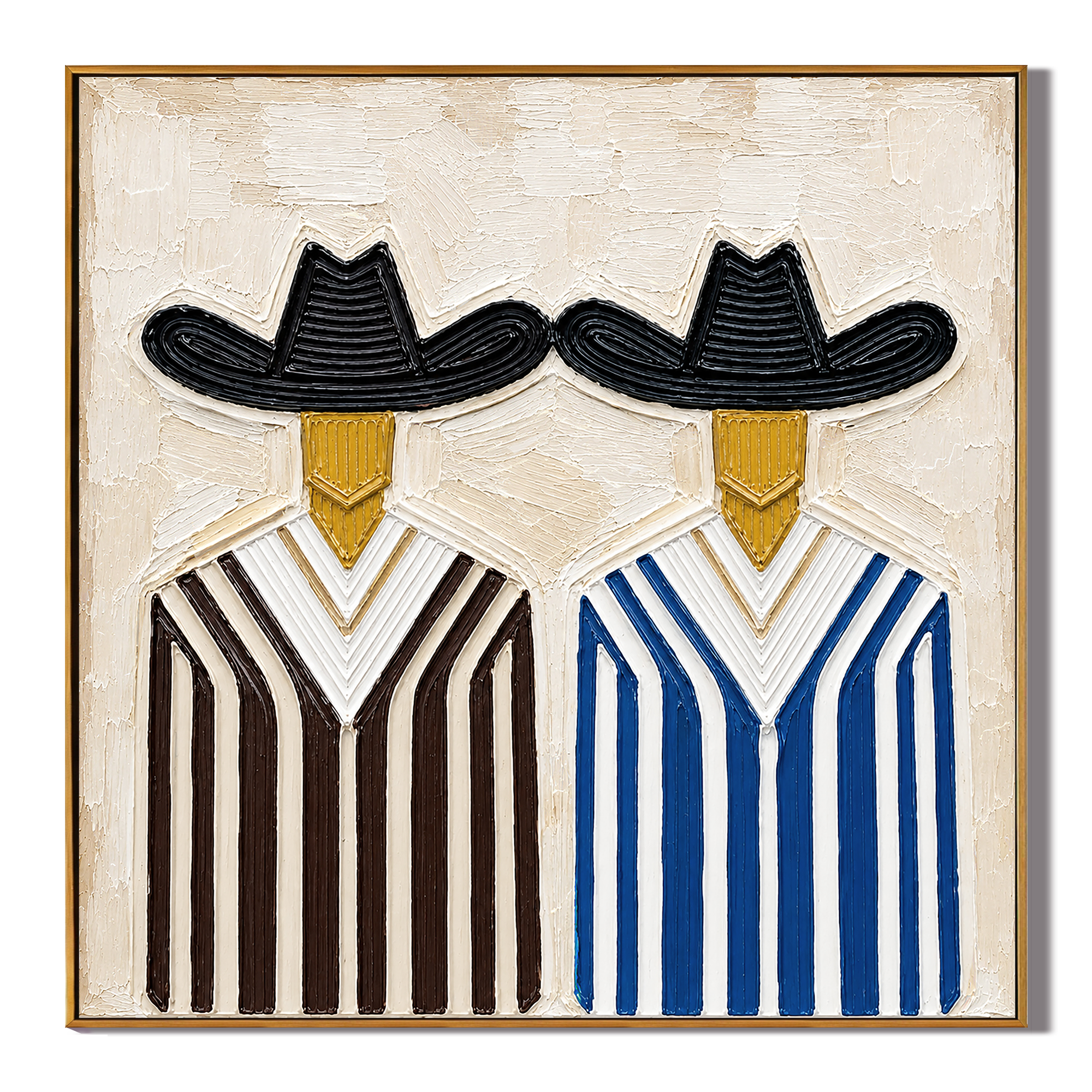 “Western Companions” – Vintage Cowboy Duo Textured Oil Painting