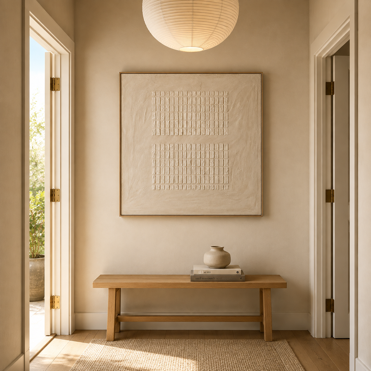 "Silent Horizon" – Wabi-Sabi Earth Tone Textured Horizontal Relief Painting