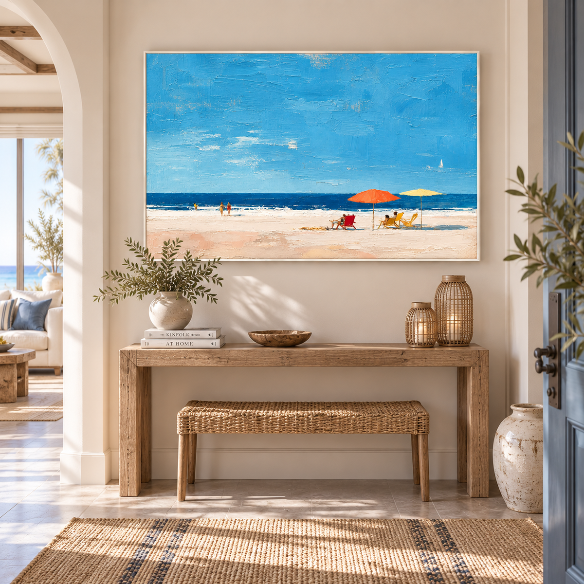 "Summer Solitude" – Coastal Impressionist Palette Knife Beach Oil Painting