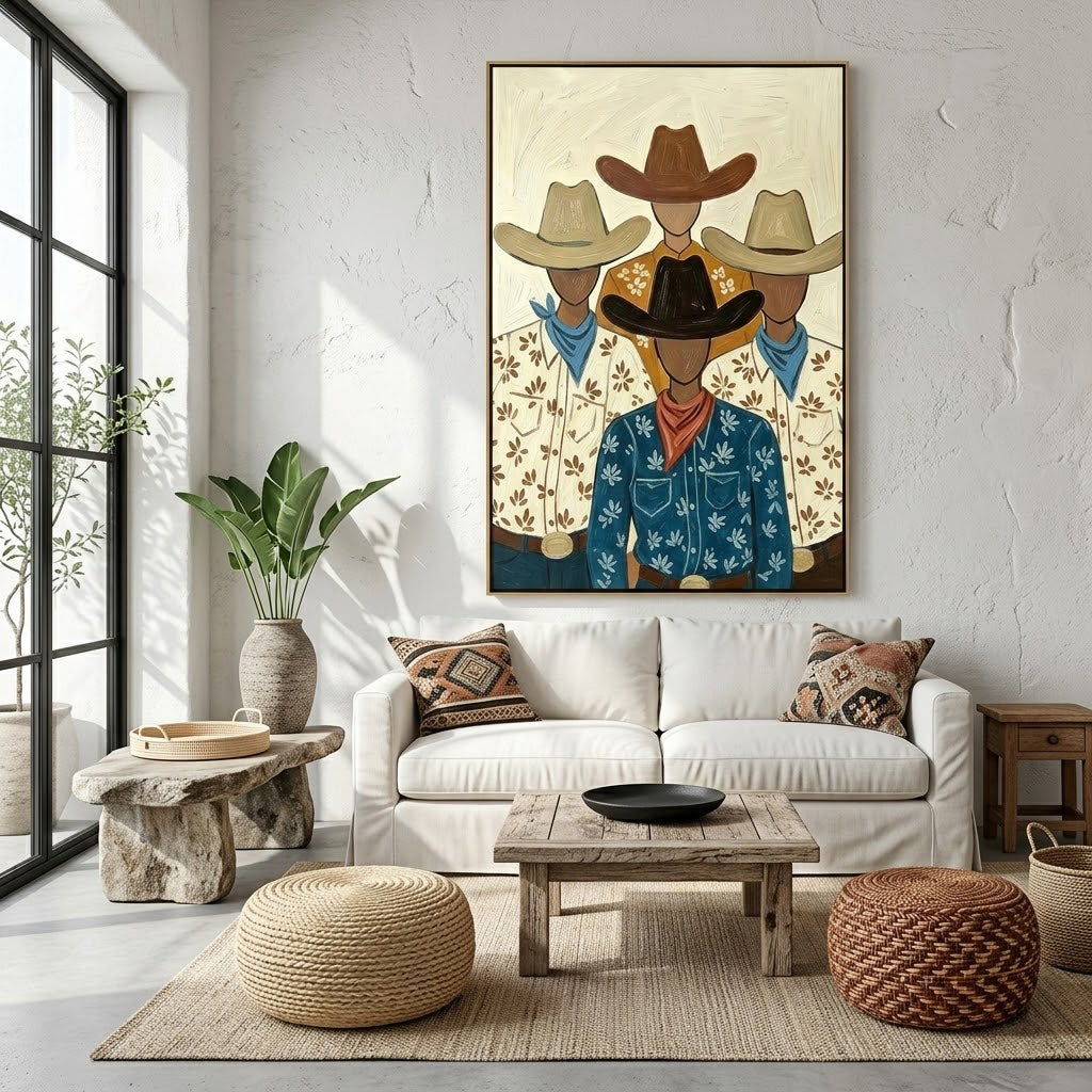 “Brotherhood of the West” – Vintage Cowboy Portrait Oil Painting