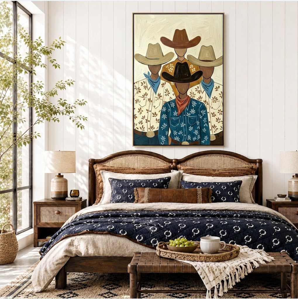 “Brotherhood of the West” – Vintage Cowboy Portrait Oil Painting
