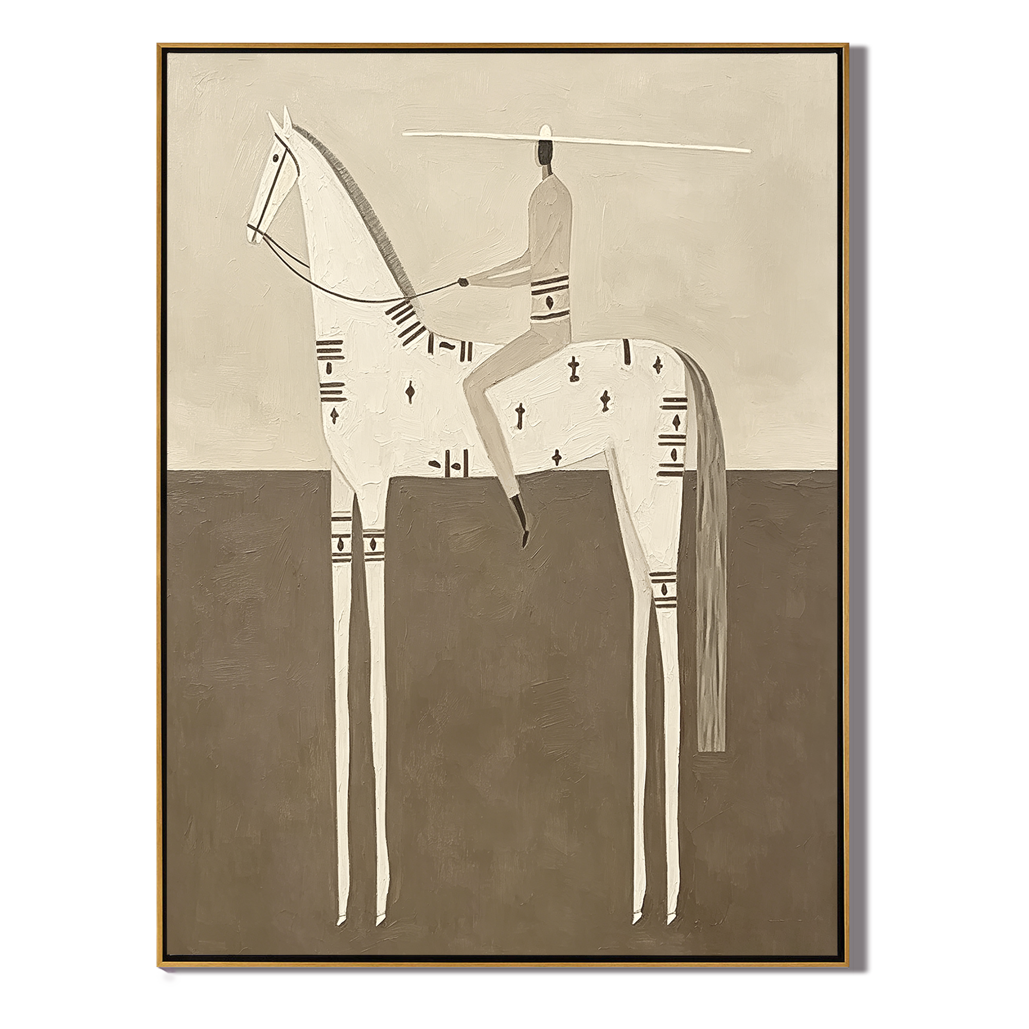 “Sacred Stillness” – Minimalist Western White Horse Folk Art Oil Painting