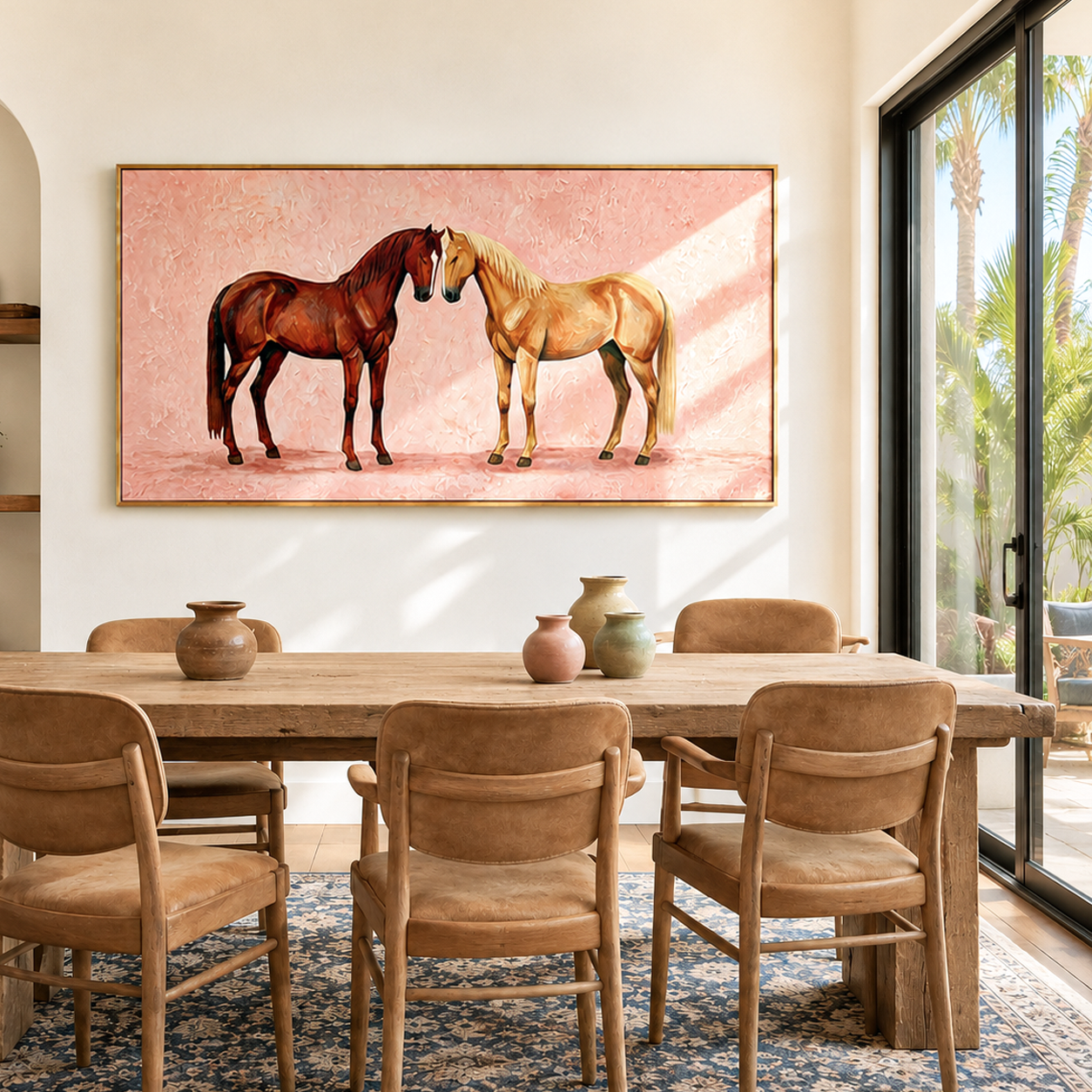 “Tender Companions” – Romantic Horse Couple Oil Painting