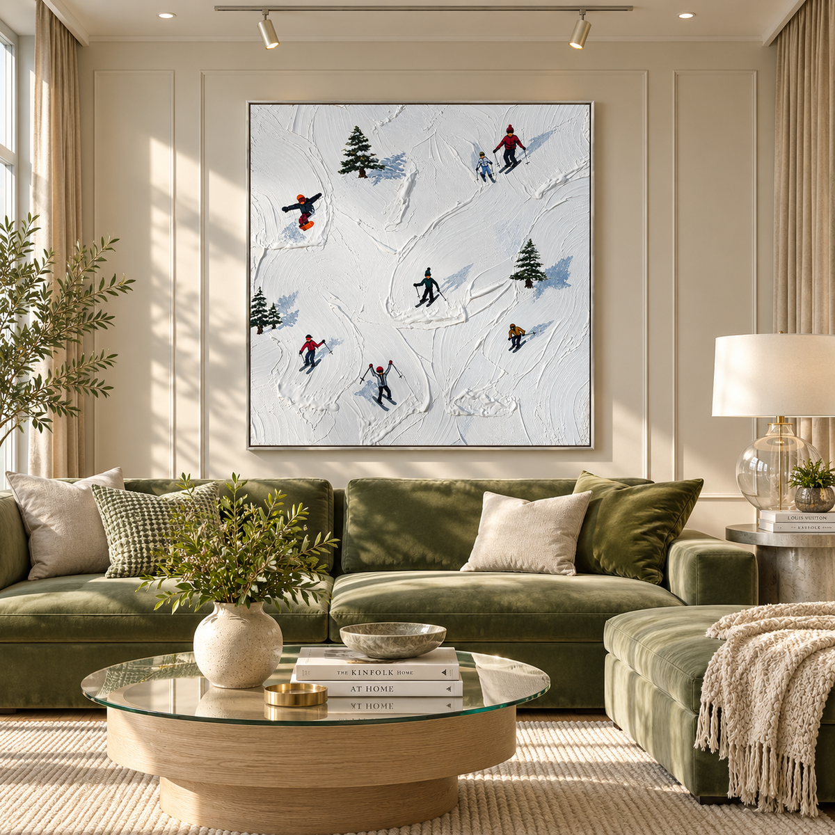 "Frost Carvings" – Alpine Ski Slope White Textured Acrylic Painting