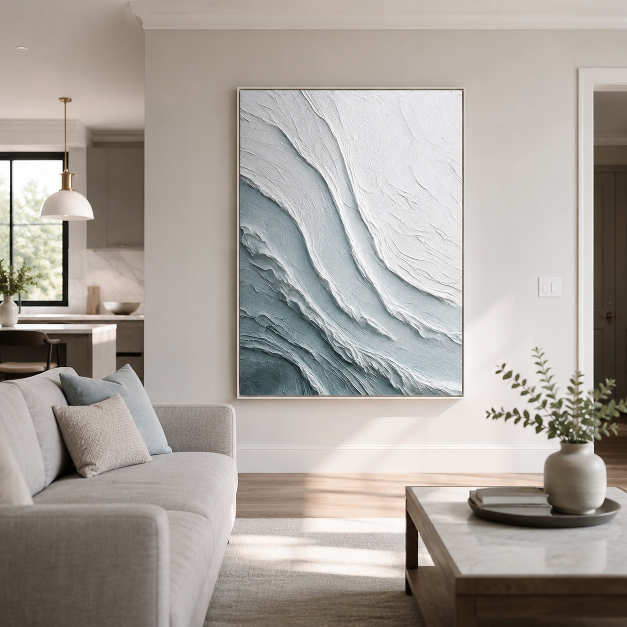 "Glacial Whisper" – Ice Blue Wabi Sabi Textured Abstract Painting