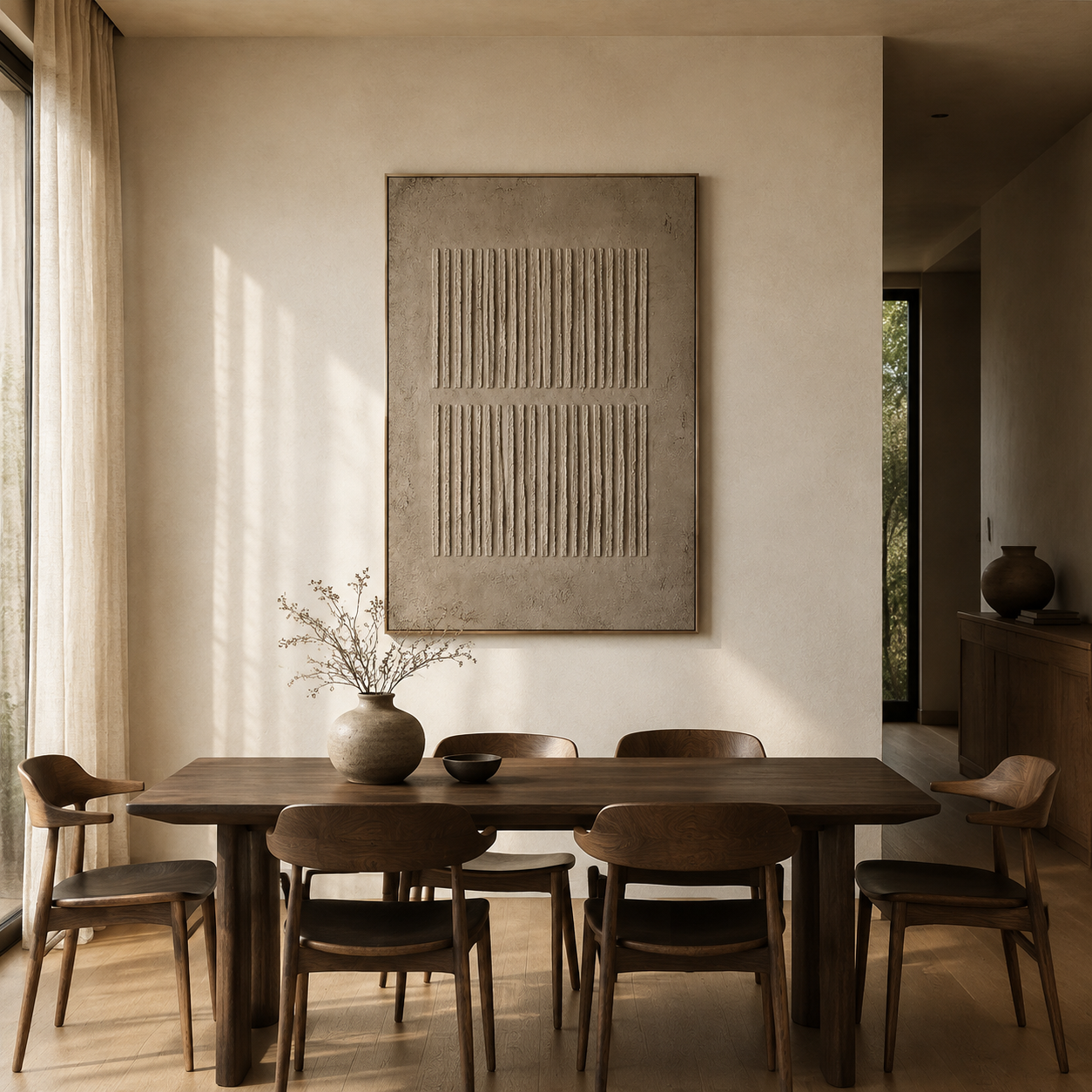 "Architectural Silence" – Wabi-Sabi Sand Tone Abstract Acrylic Painting