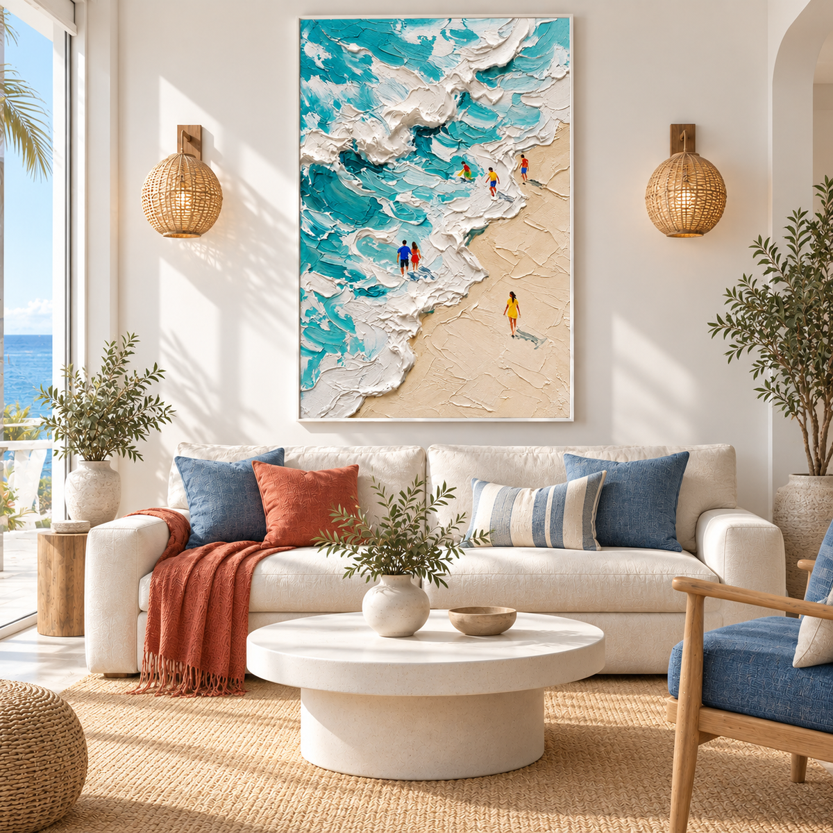 "Tidal Awakening" – Coastal Ocean Wave Heavy Impasto Textured Oil Painting