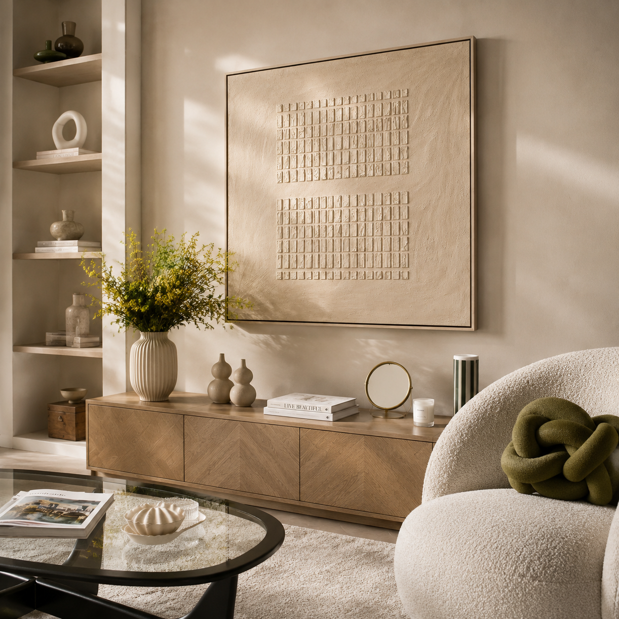 "Silent Horizon" – Wabi-Sabi Earth Tone Textured Horizontal Relief Painting