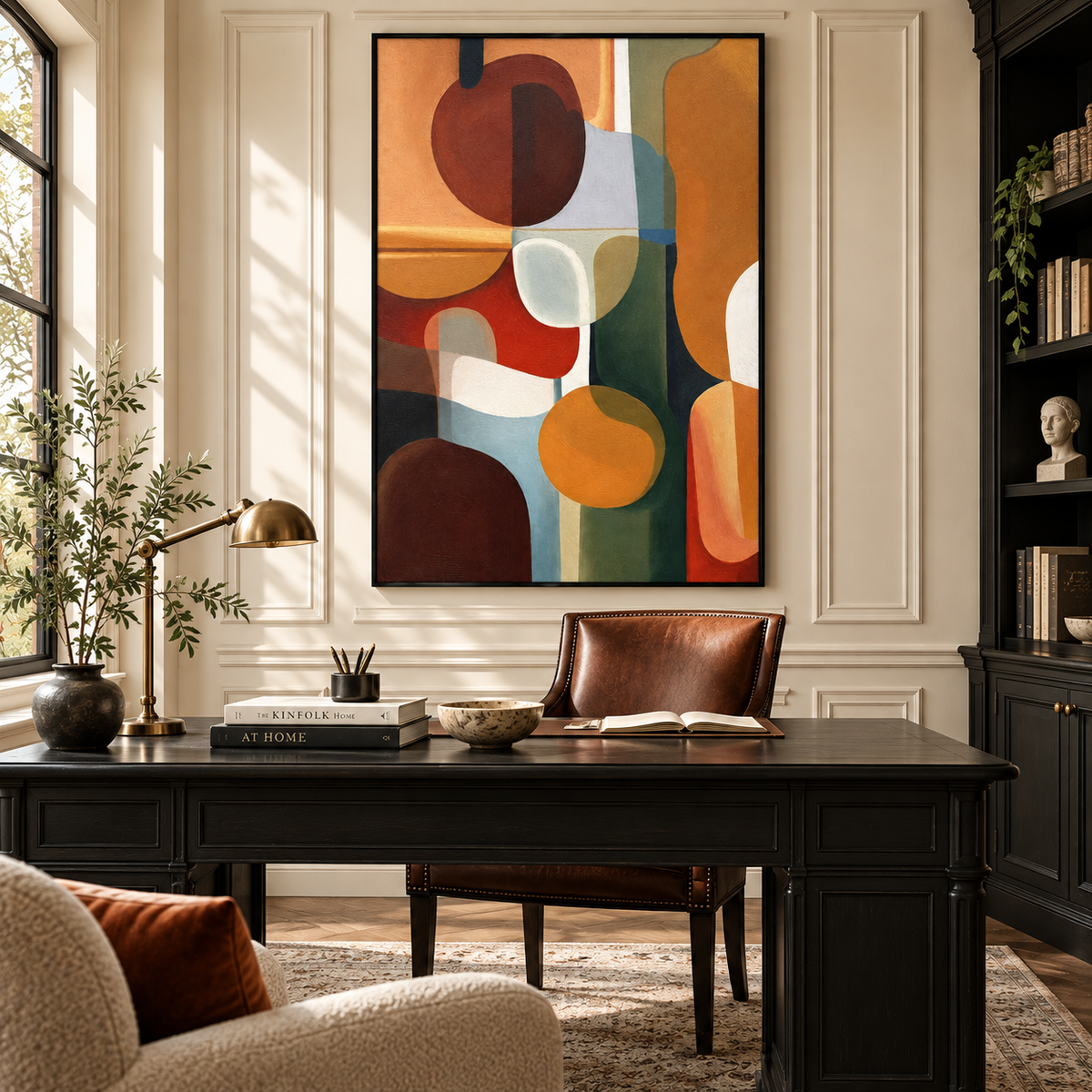 "Harmonic Vessels" – Mid-Century Geometric Earth Tone Abstract Acrylic Painting
