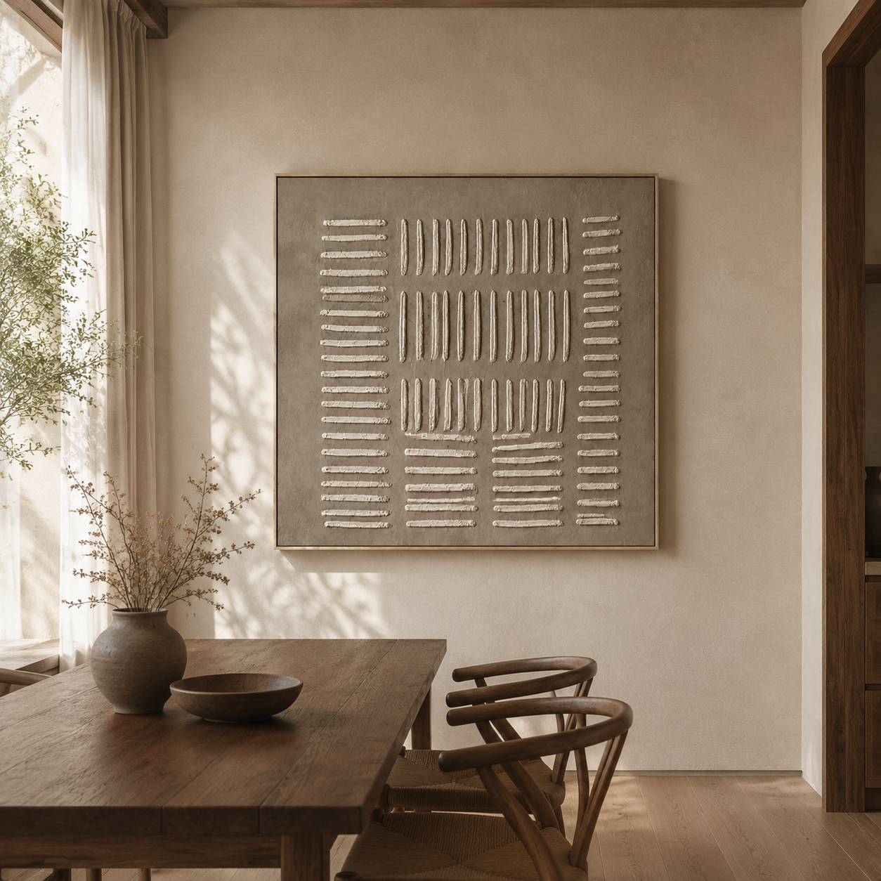 "Rhythmic Silence" – Wabi-Sabi Earth Tone Abstract Textured Acrylic Painting