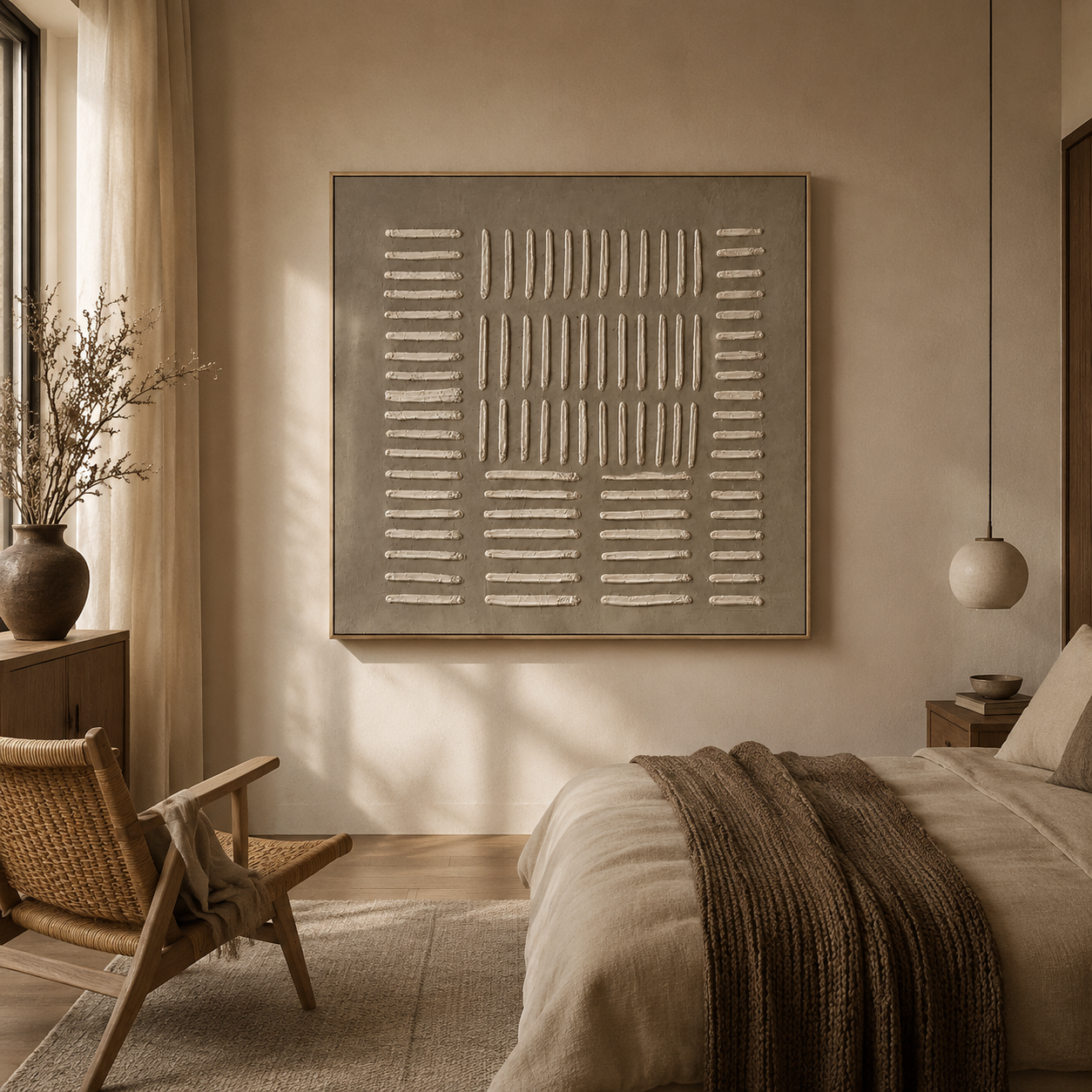 "Rhythmic Silence" – Wabi-Sabi Earth Tone Abstract Textured Acrylic Painting