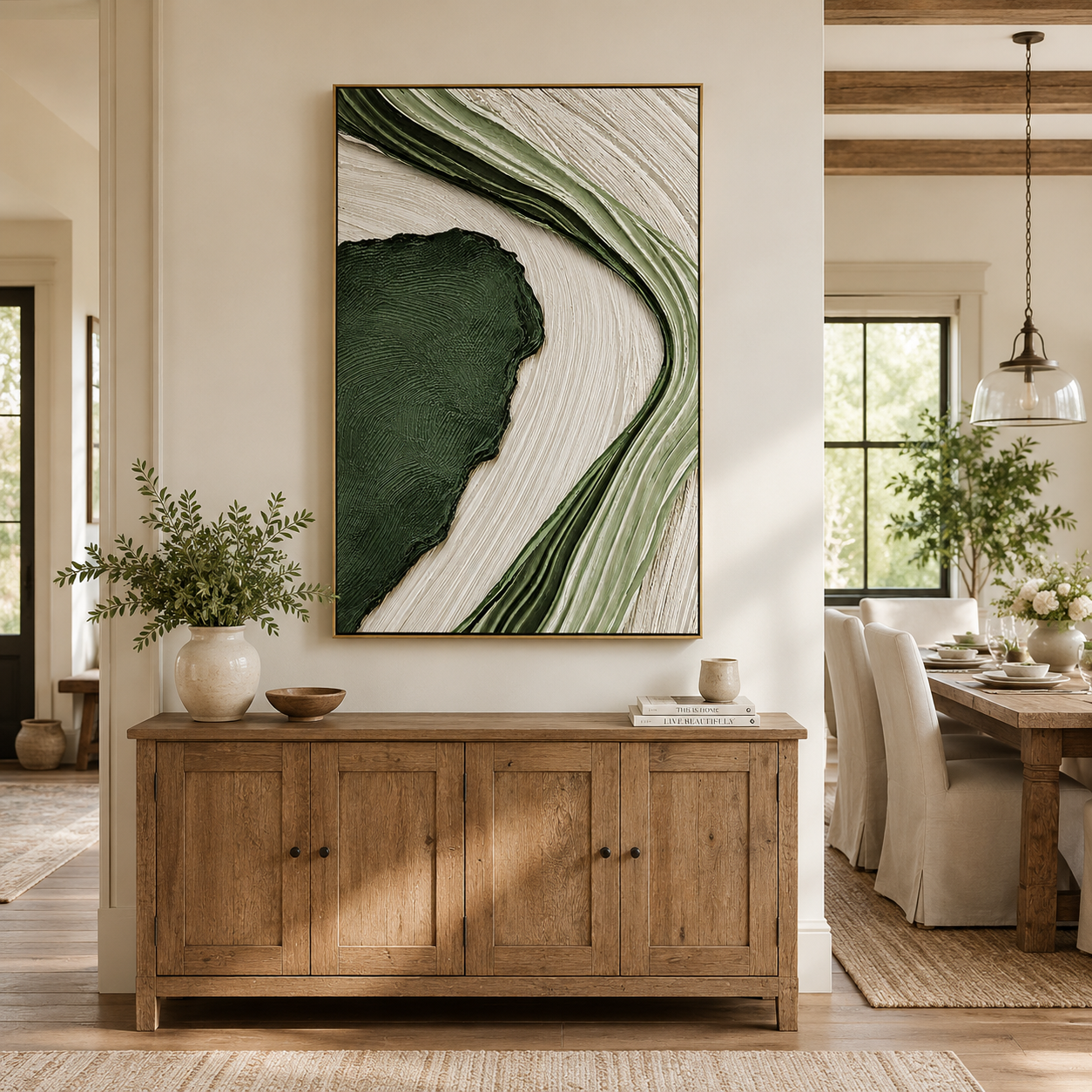 "Forest Current" – Green Wabi Sabi Textured Abstract Painting