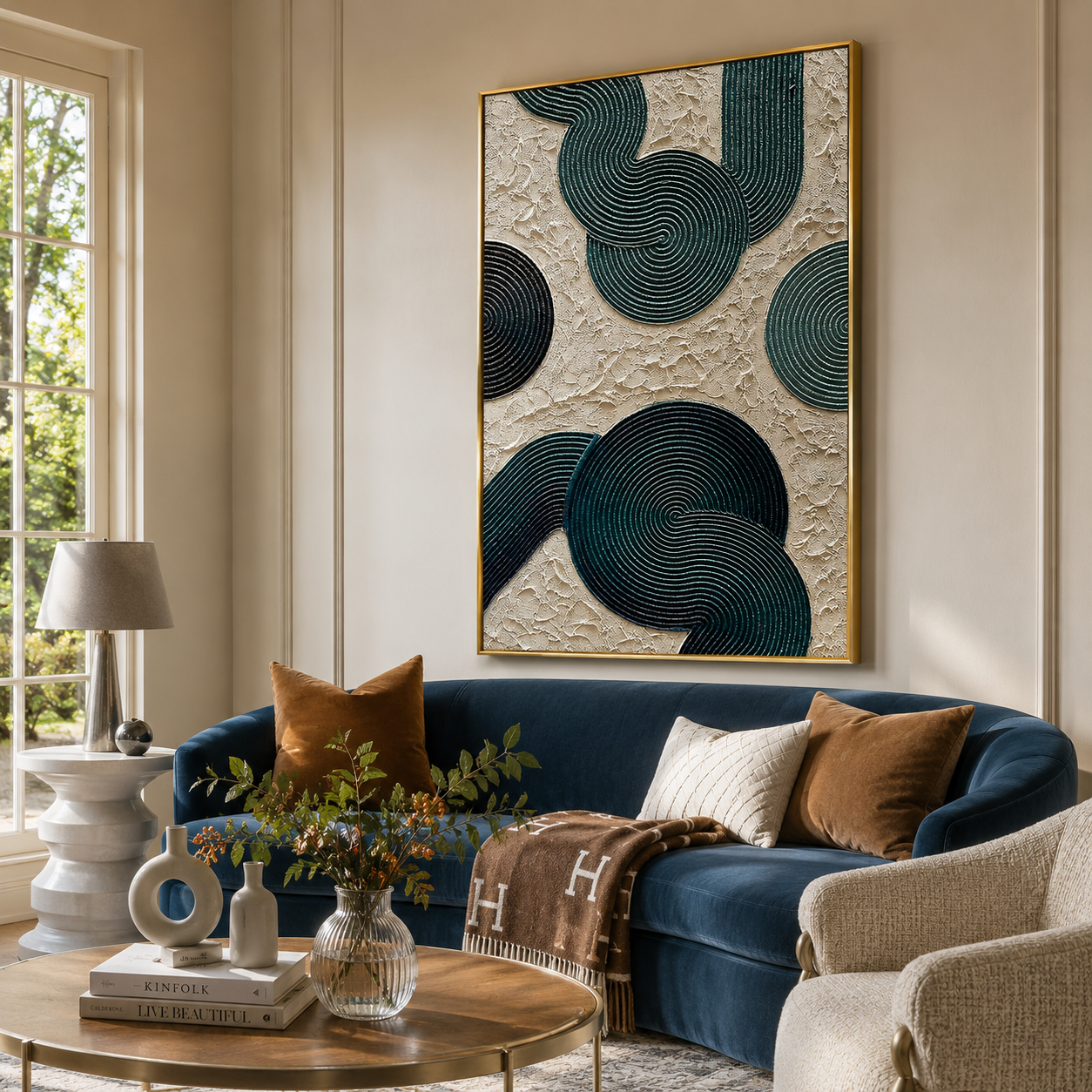 "Emerald Rhythm" – Modern Geometric Textured Abstract Painting
