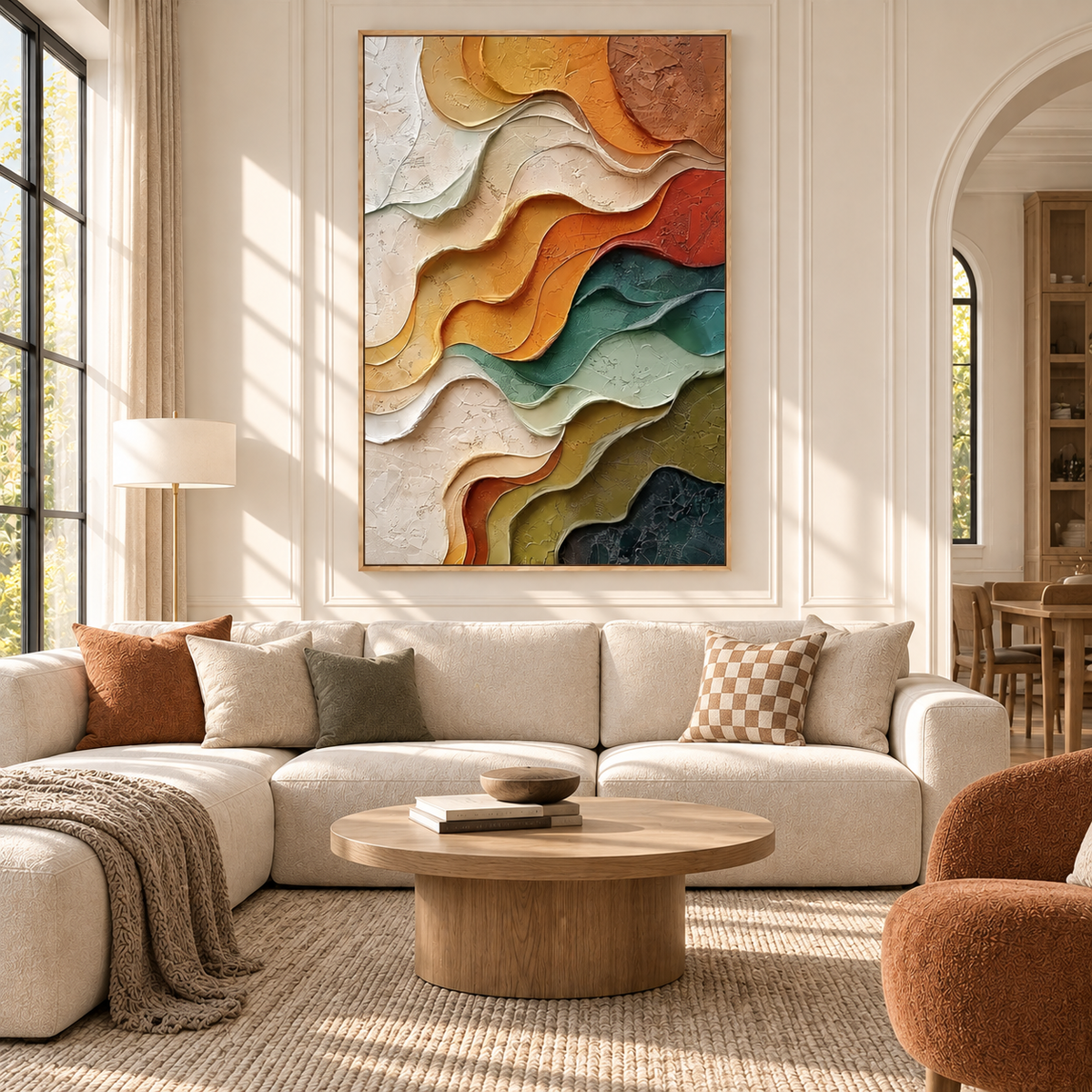 "Strata Serenade" –  Earth Tone Wave Abstract Acrylic Painting