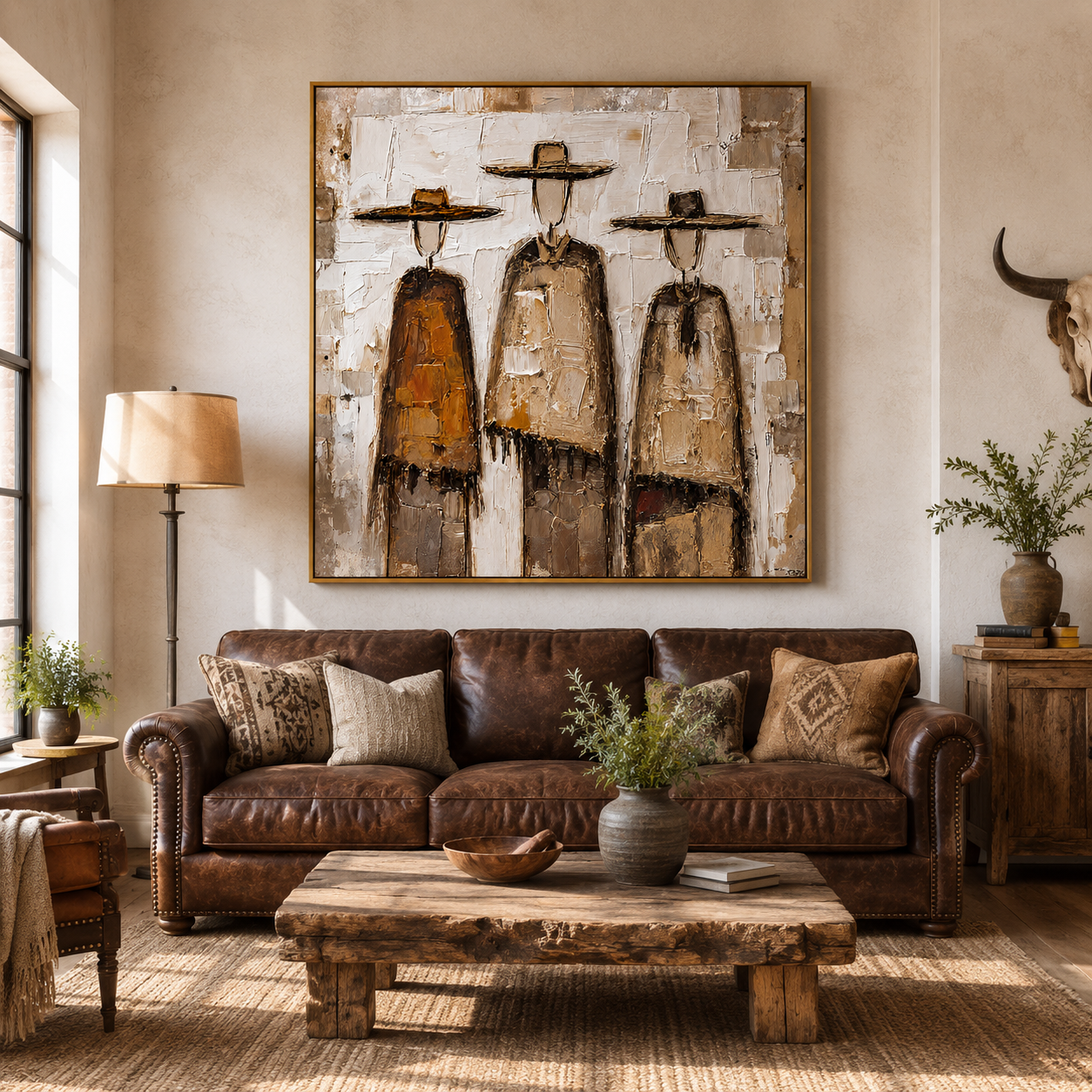 "Desert Brotherhood" – Western Cowboy Textured Oil Painting