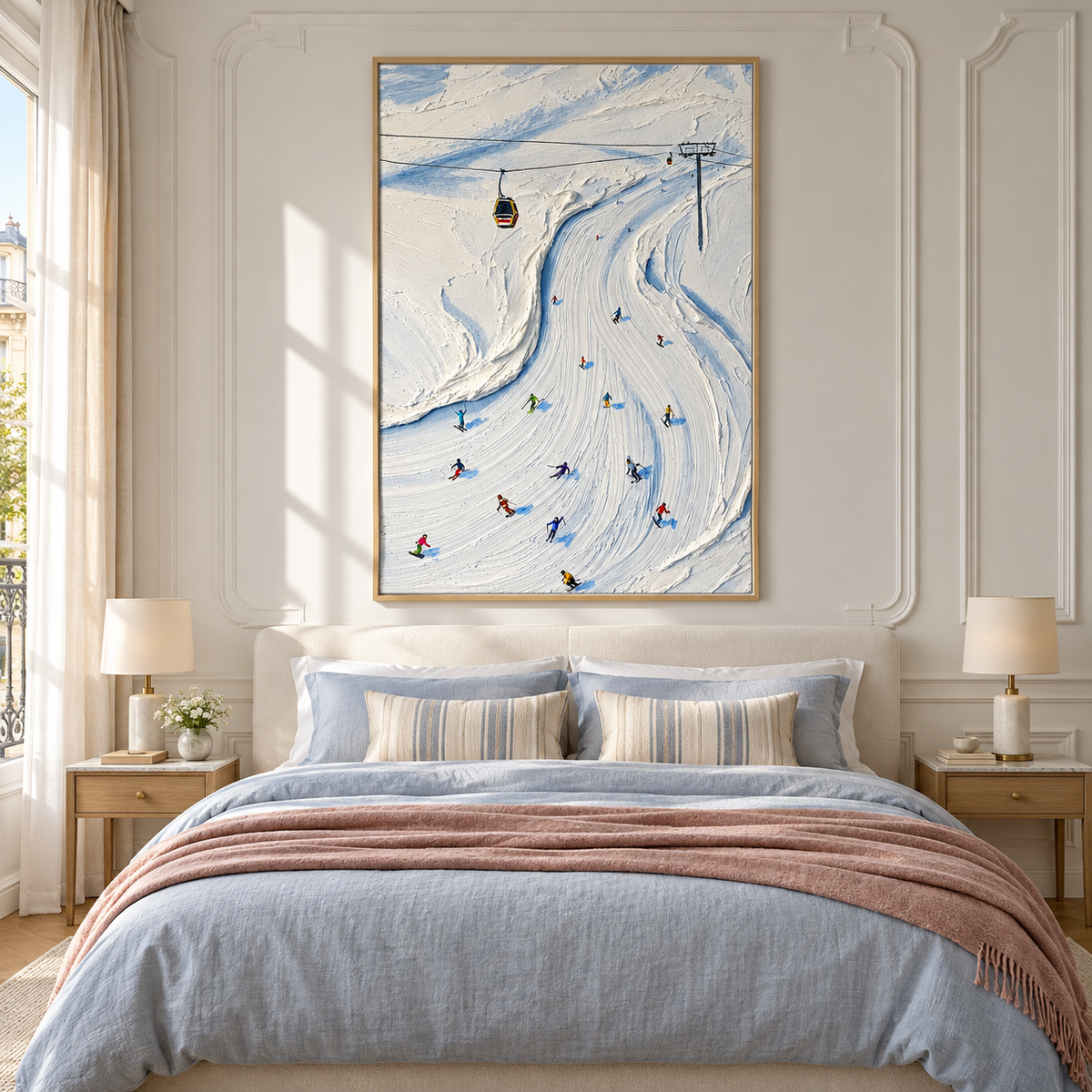 "Alpine Motion" – Textured Impasto Ski Resort Canvas Painting