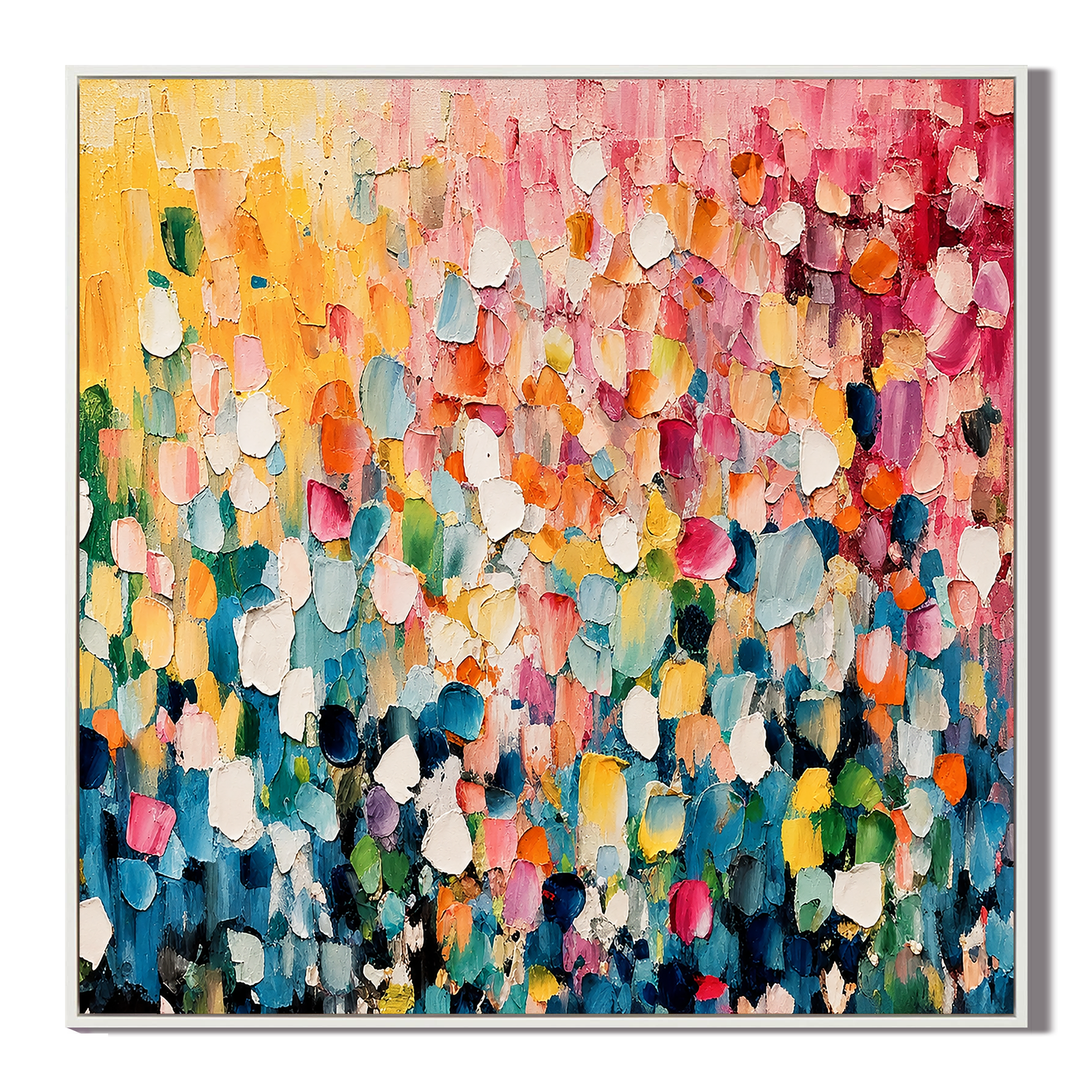 "Blooming Celebration" – Colorful Floral Abstract Textured Painting