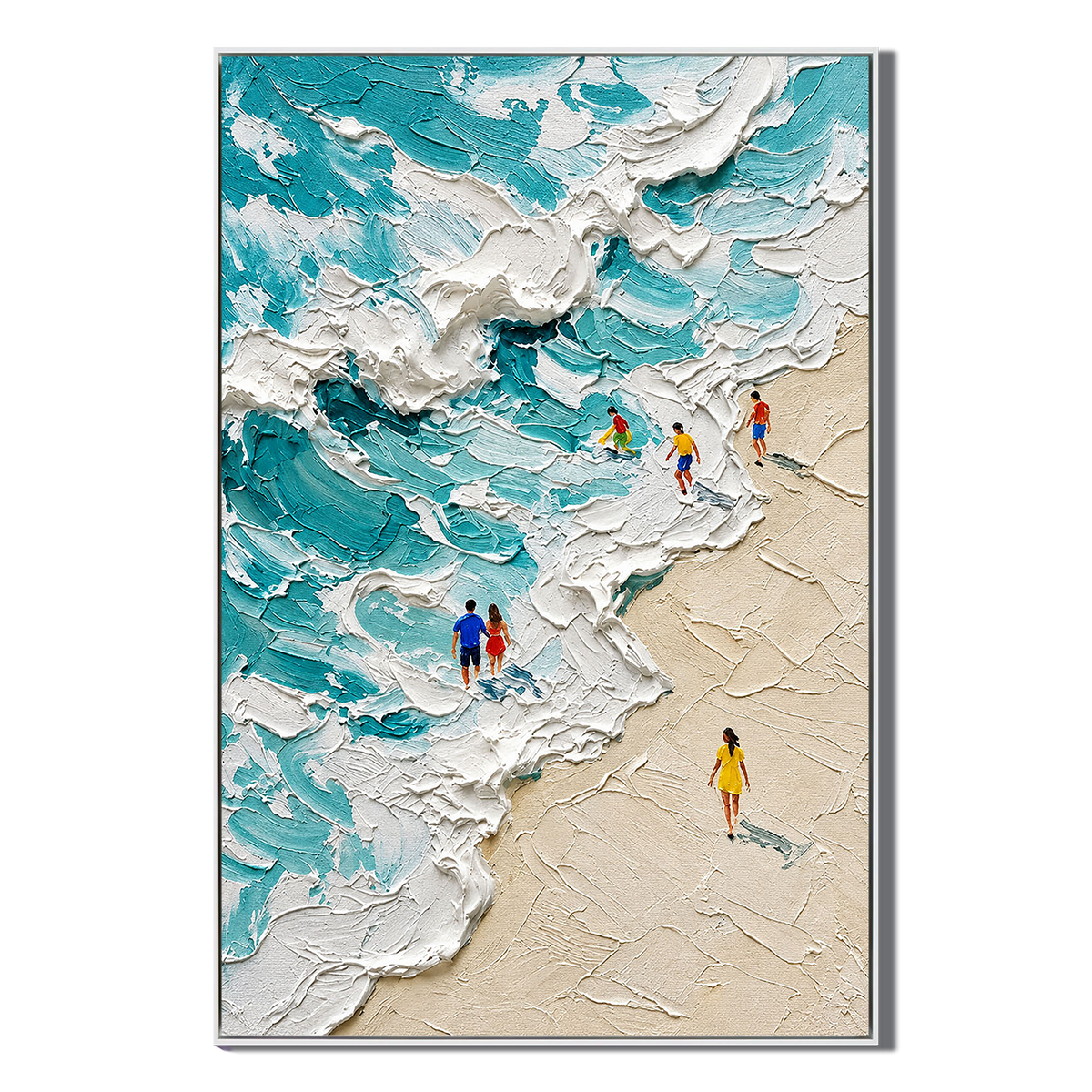 "Tidal Awakening" – Coastal Ocean Wave Heavy Impasto Textured Oil Painting