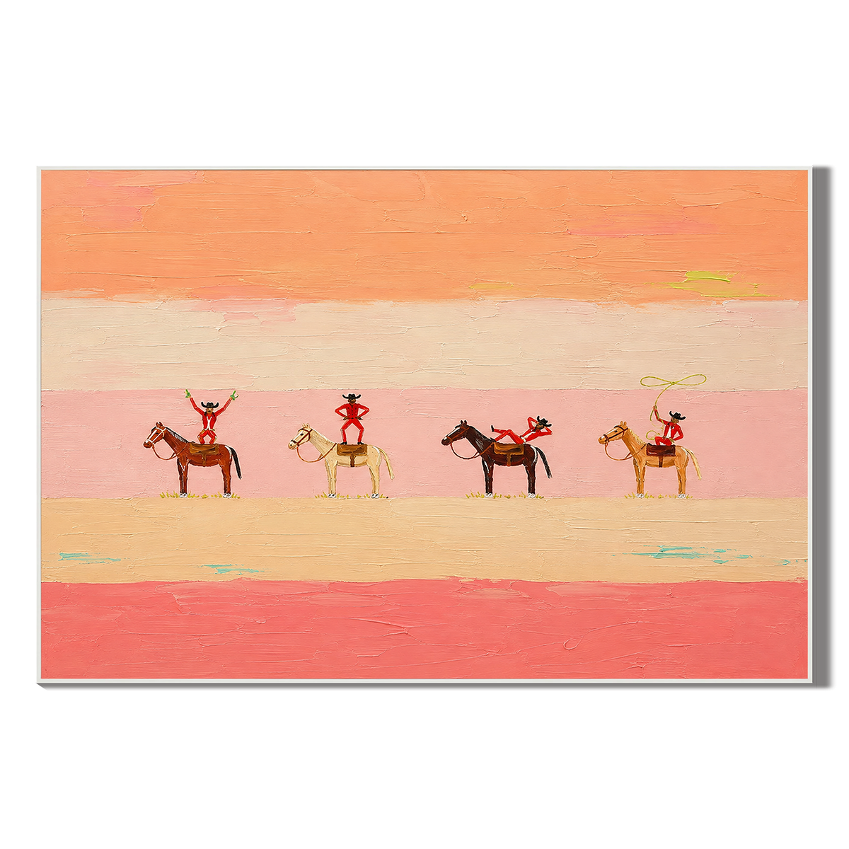 "Dream Parade" – Whimsical Western Pop Folk Impasto Oil Painting