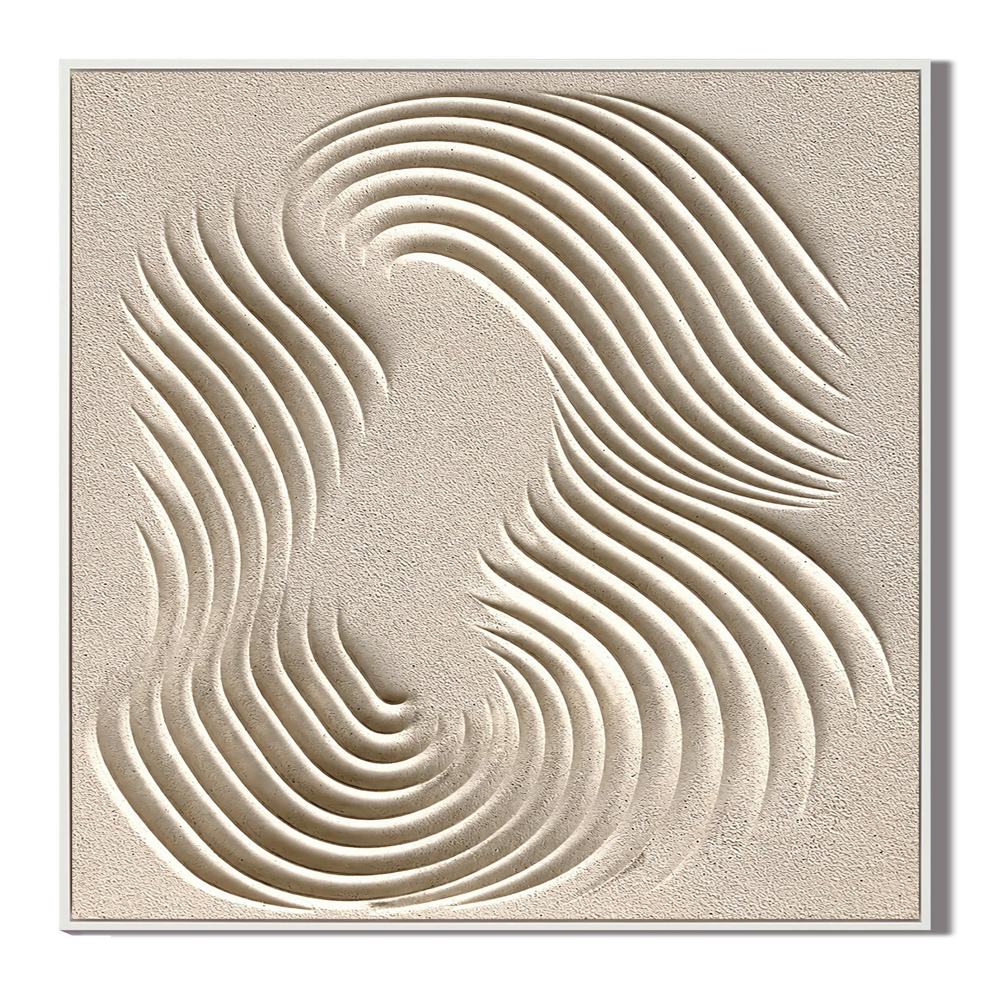 "Infinite Flow" – Wabi-Sabi Cream White Wave Relief Acrylic Painting