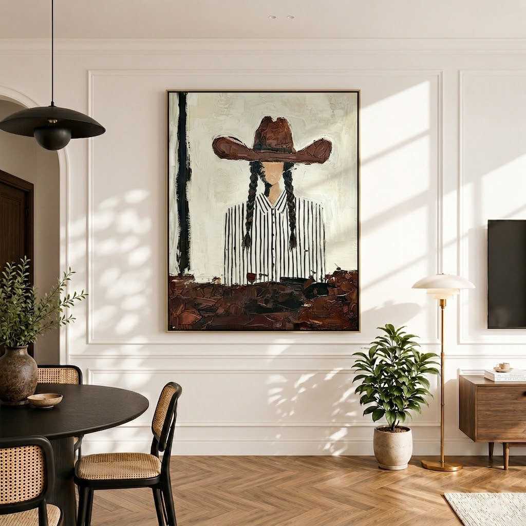 “Silent Cowgirl” – Modern Western Portrait Oil Painting