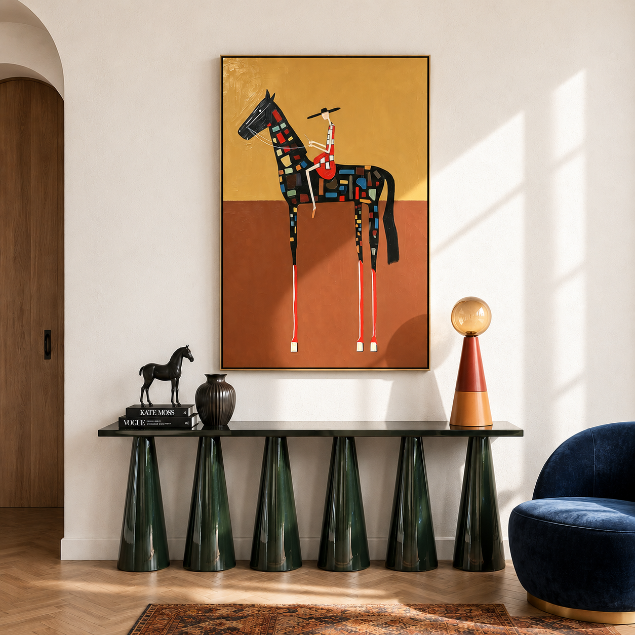 “Patchwork Rider” – Modern Western Horse Oil Painting