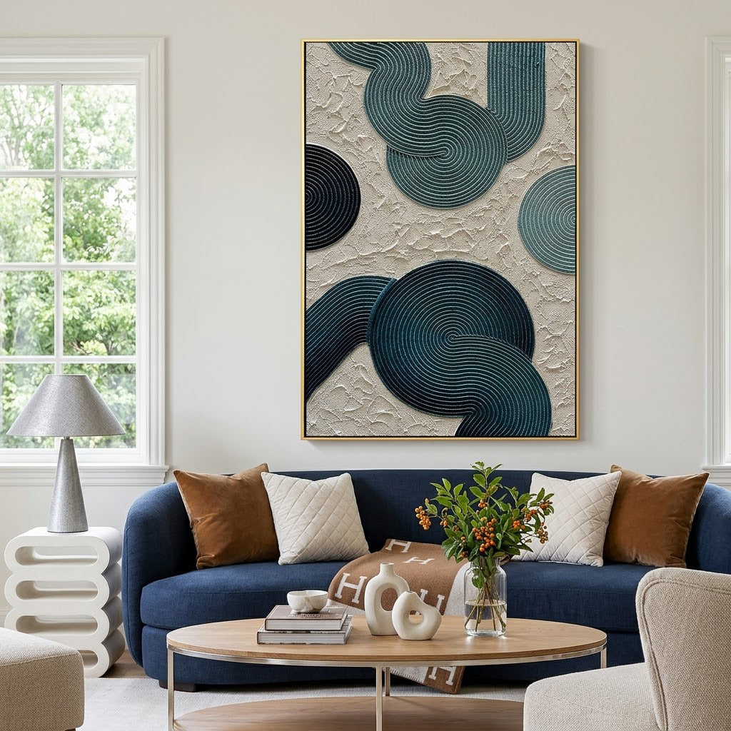 "Emerald Rhythm" – Modern Geometric Textured Abstract Painting
