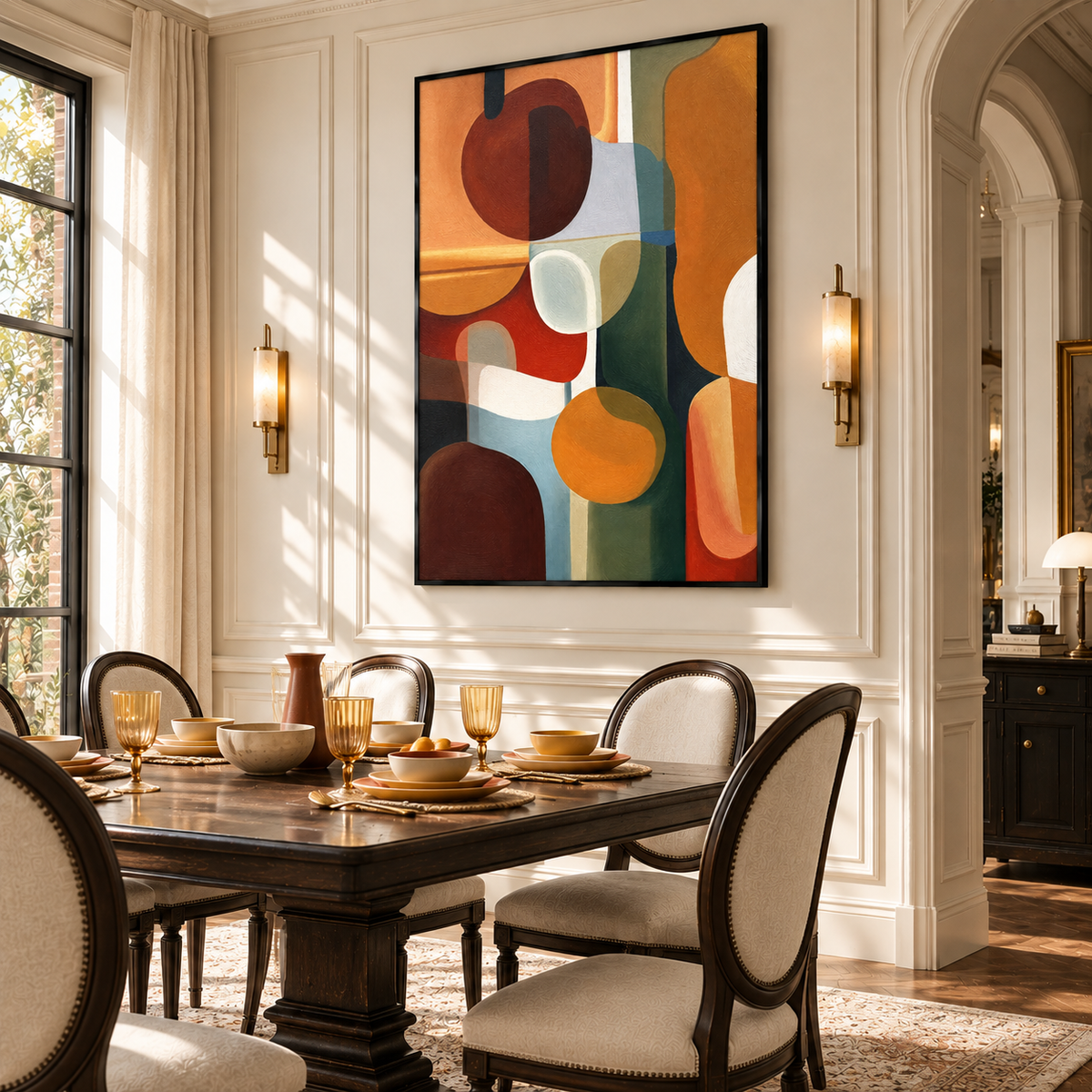 "Harmonic Vessels" – Mid-Century Geometric Earth Tone Abstract Acrylic Painting