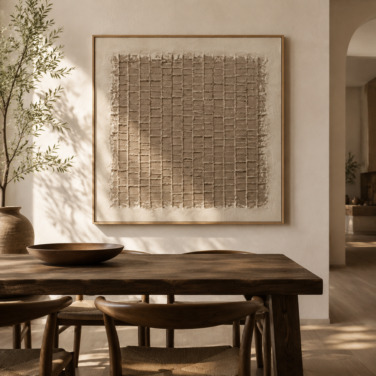 "Silent Weave" – Wabi-Sabi Earth Tone Abstract Textured Acrylic Painting
