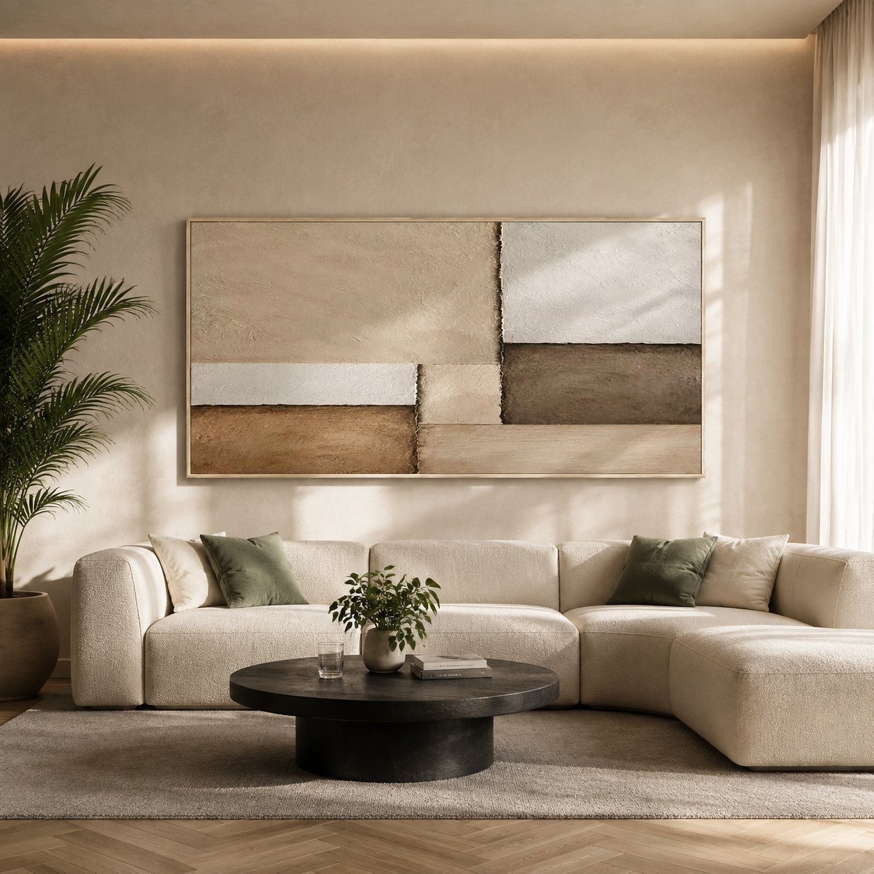 "Terra Fragments" – Wabi-Sabi Earth Tone Geometric Relief Painting