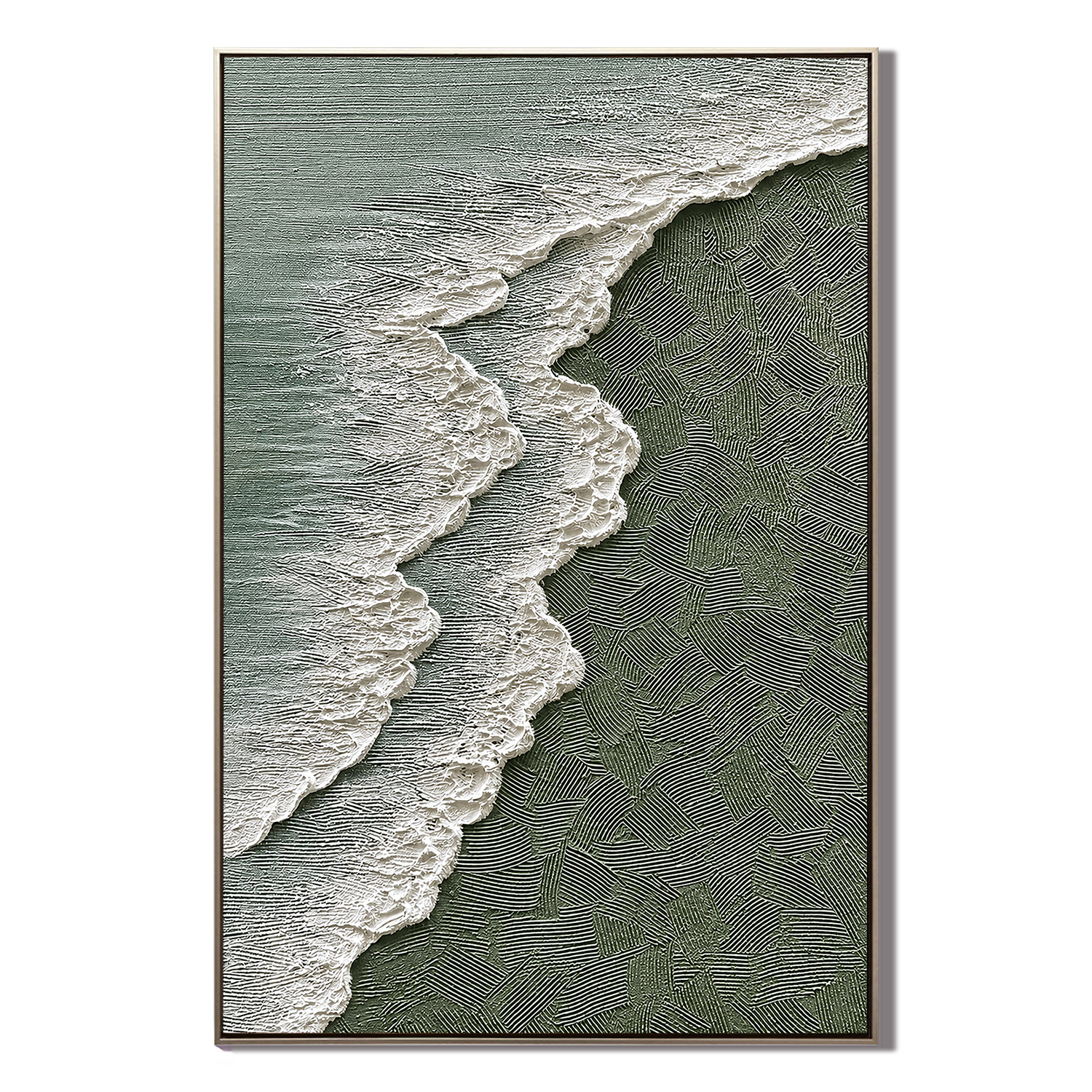 "Coastal Echoes" – Textured Ocean Shoreline Abstract Painting