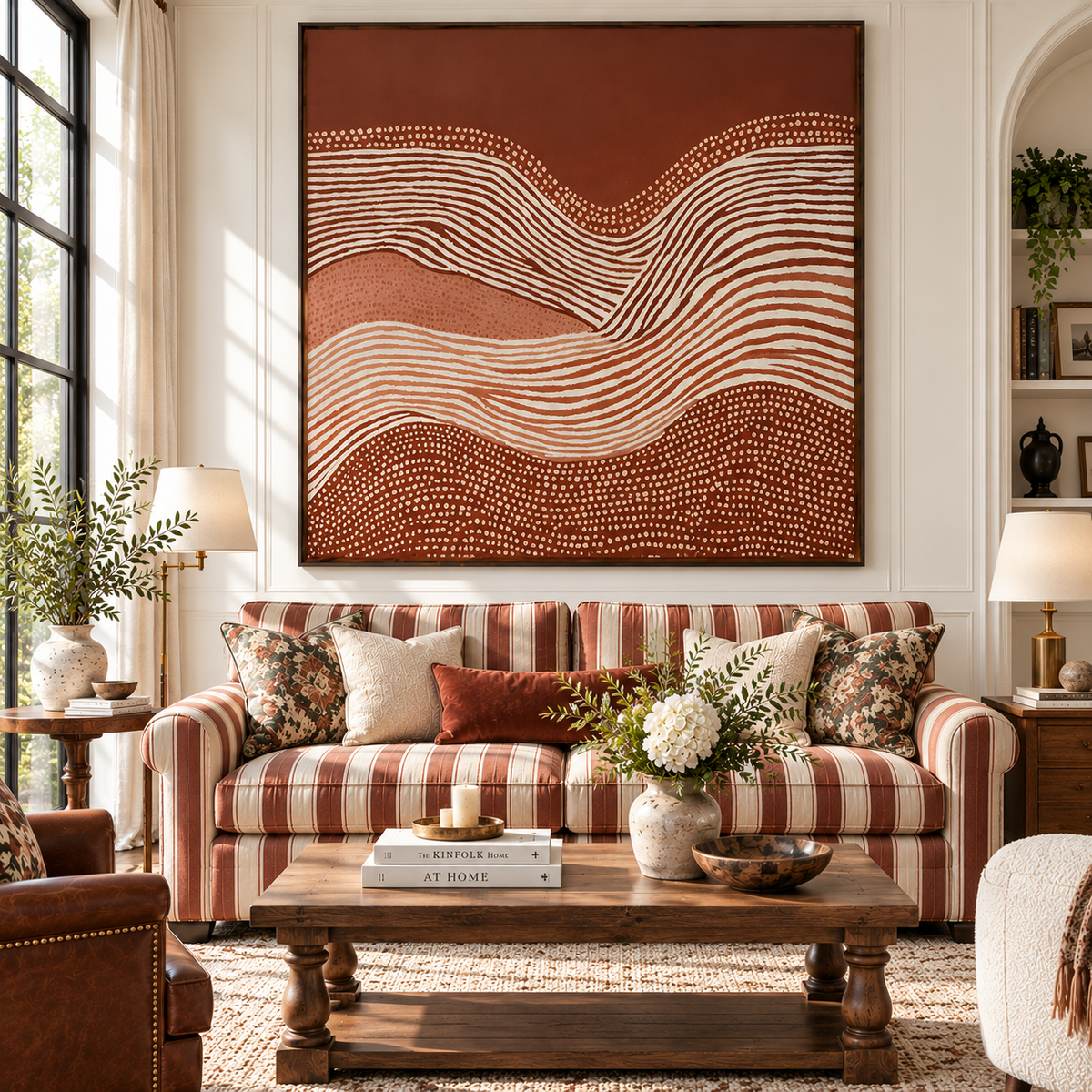 "Whispering Dunes" – Wabi-Sabi Terracotta Organic Line Art Acrylic Painting