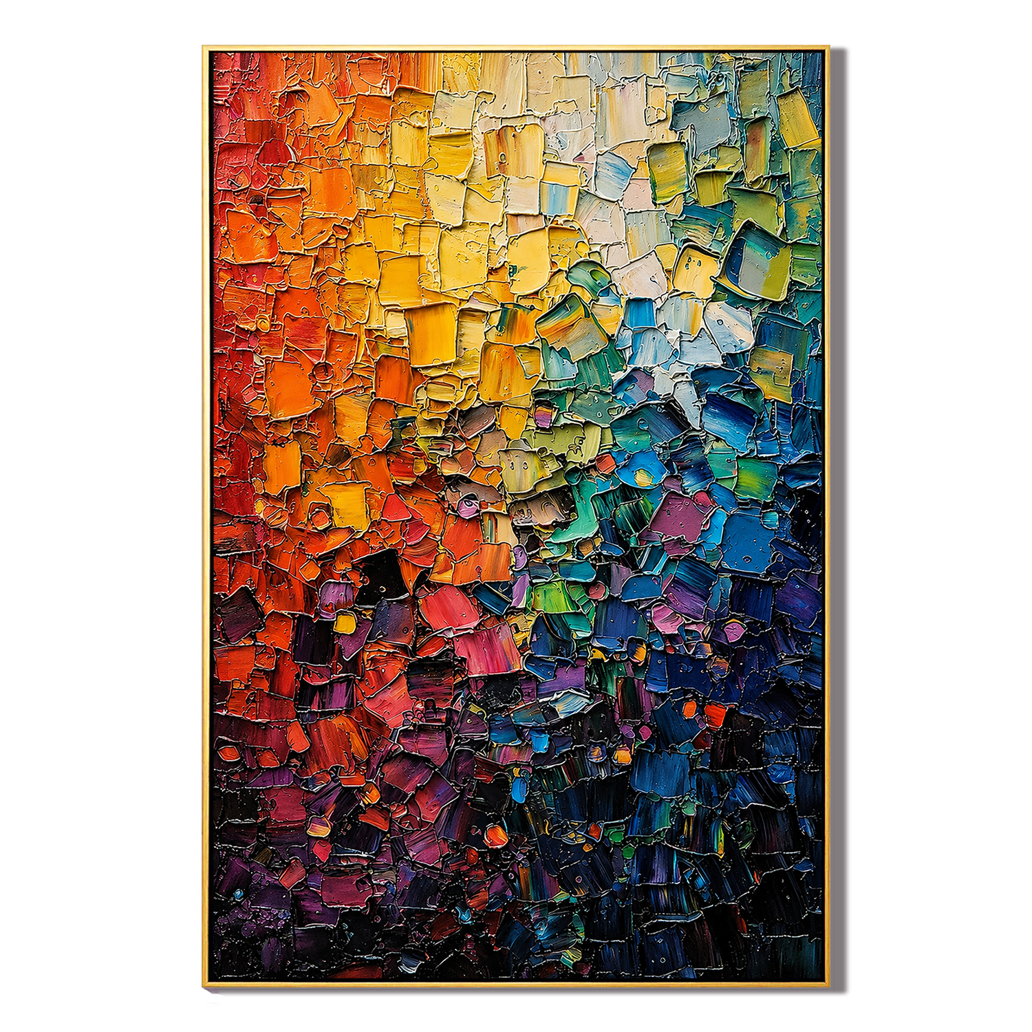 "Chromatic Pulse" – Colorful Rainbow Textured Abstract Painting