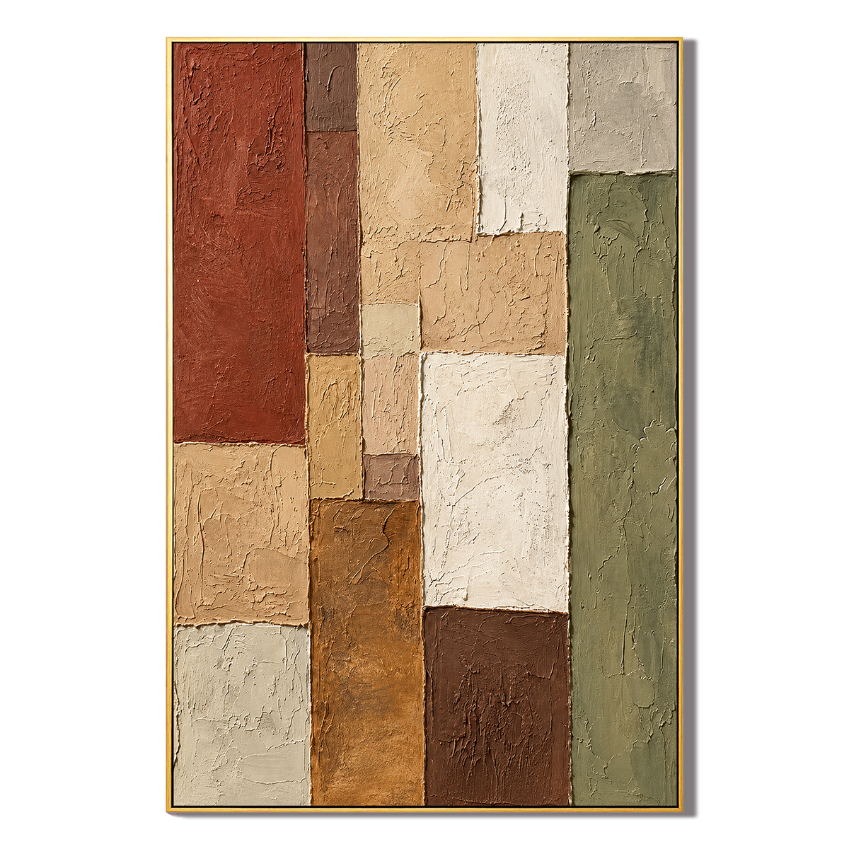 "Earth Mosaic" – Wabi-Sabi Earth Tone Geometric Textured Acrylic Painting