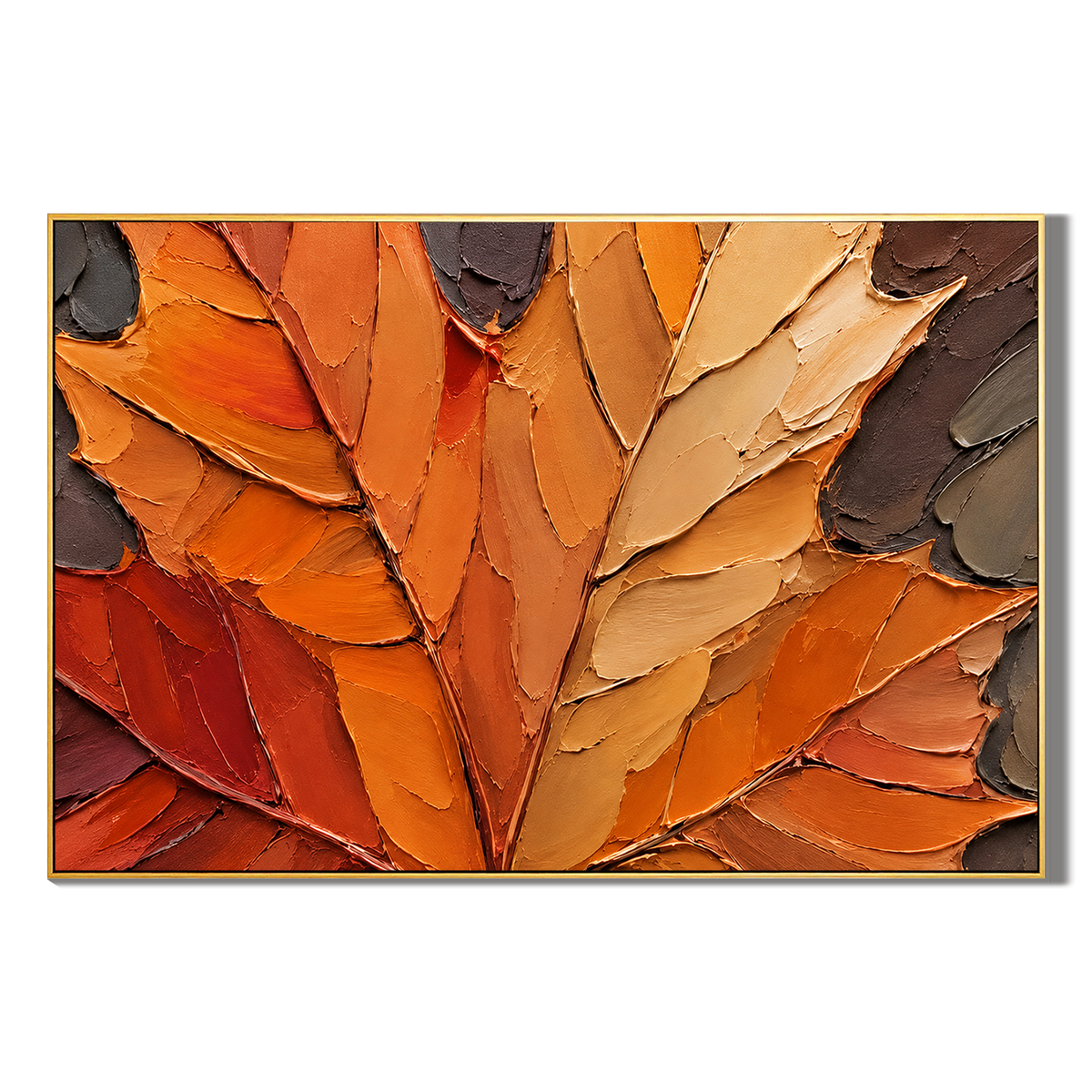 "Golden Autumn Leaf" – Wabi-Sabi Textured Impasto Oil Painting