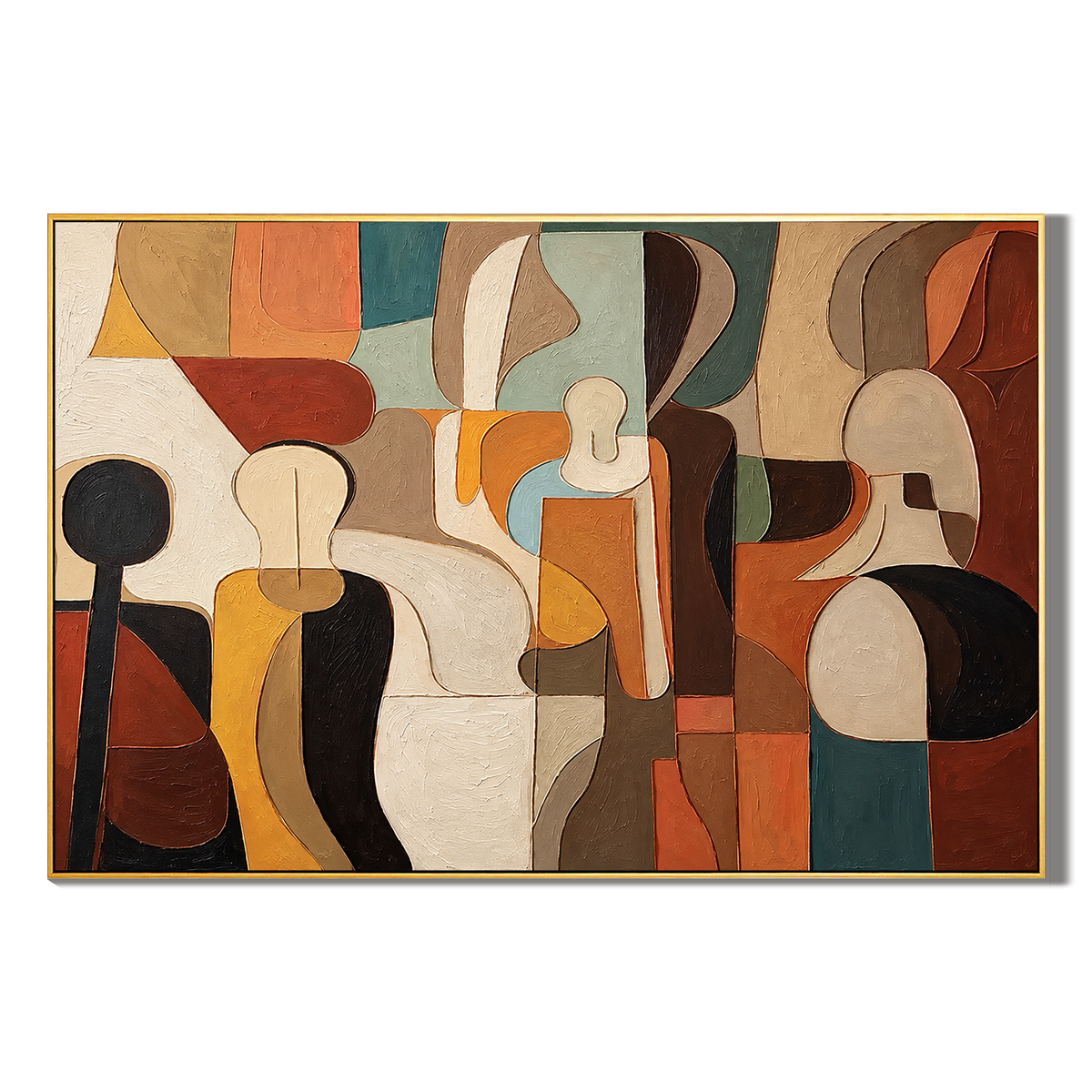 "Echoes of Form" – Mid-Century Modern Earth Tone Abstract Acrylic Painting