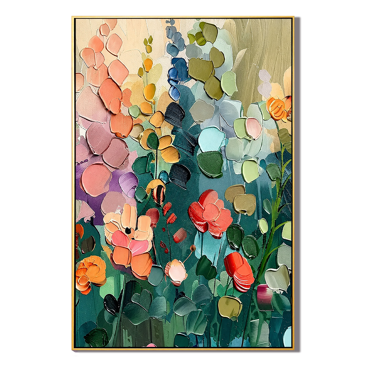 "Botanical Daydream" – Colorful Garden Floral Textured Painting