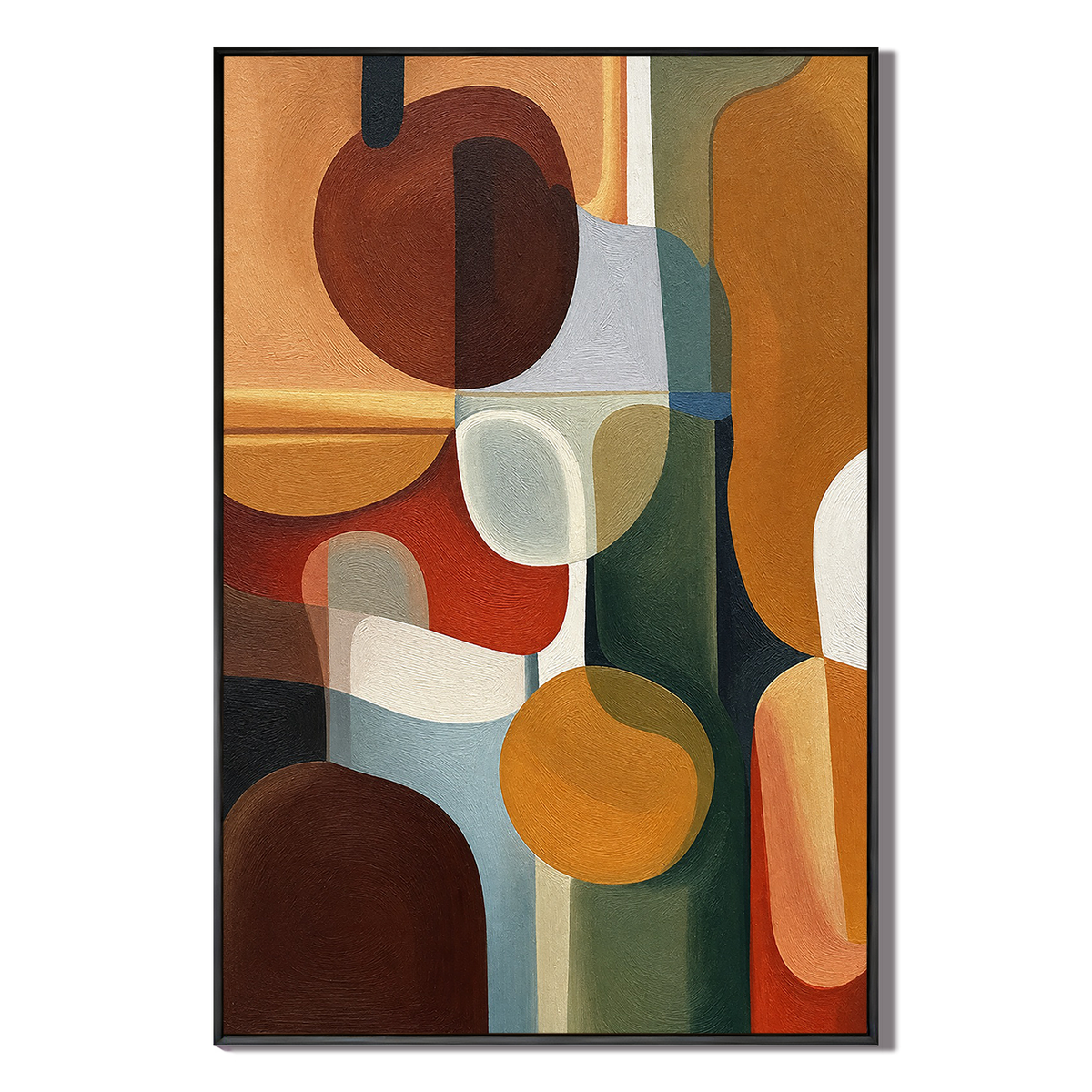"Harmonic Vessels" – Mid-Century Geometric Earth Tone Abstract Acrylic Painting