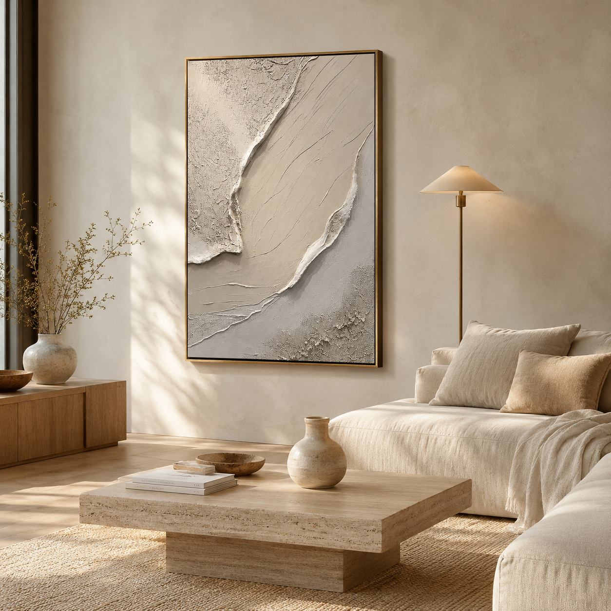 "Stonewashed Drift" – Wabi Sabi Neutral Textured Abstract Painting
