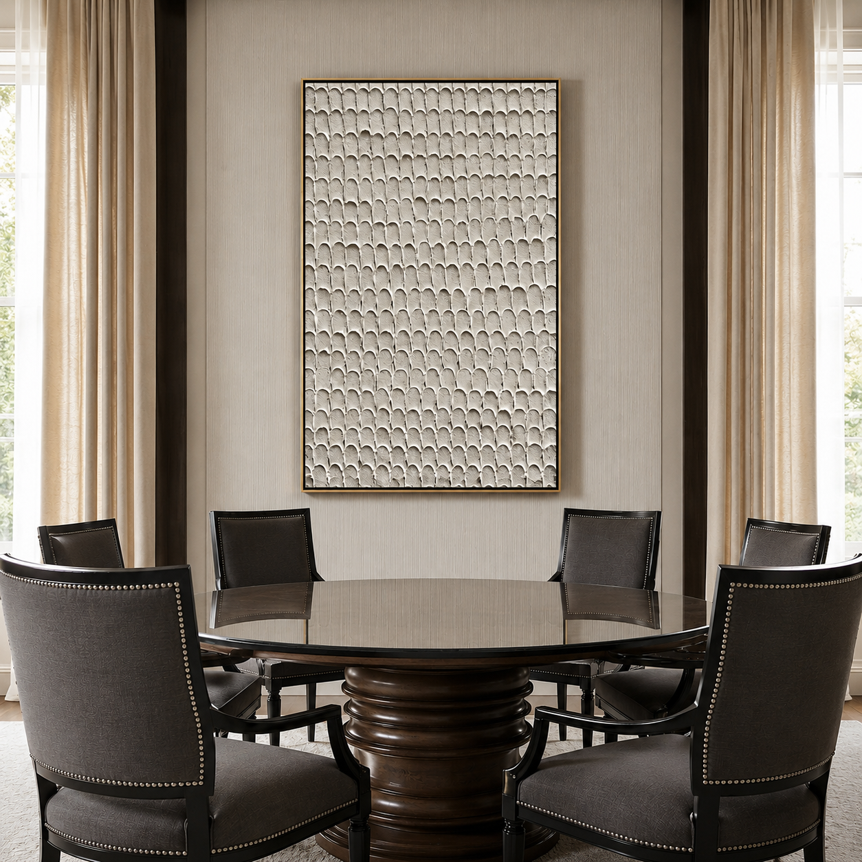 "Serene Scales" – Wabi Sabi White Textured Pattern Painting