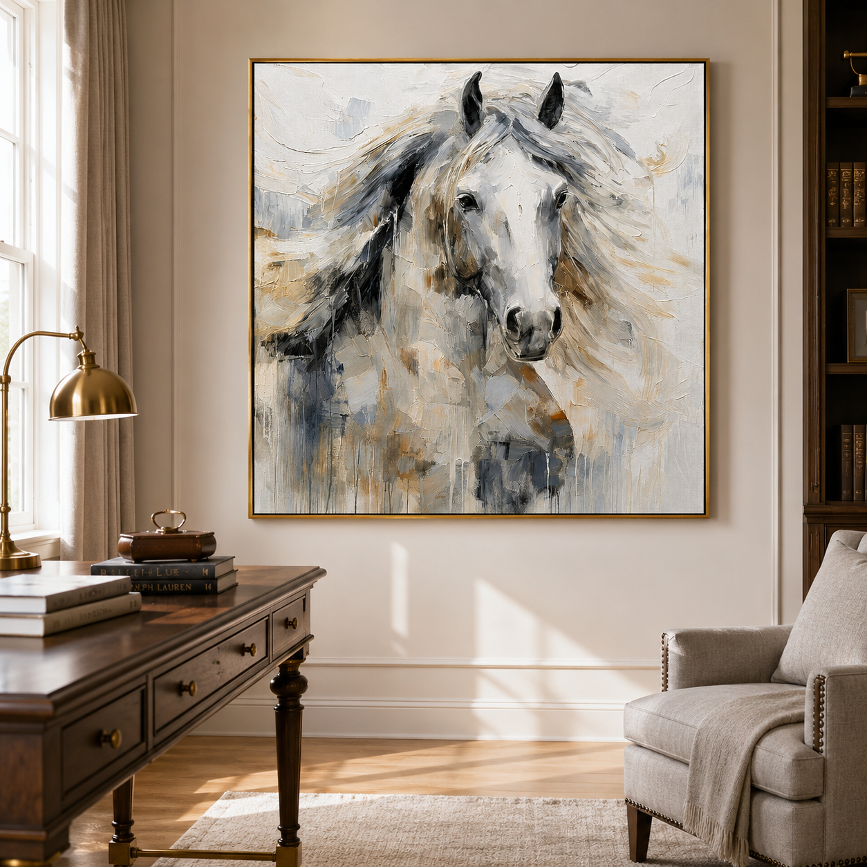 "Noble Spirit" – White Horse Textured Oil Painting