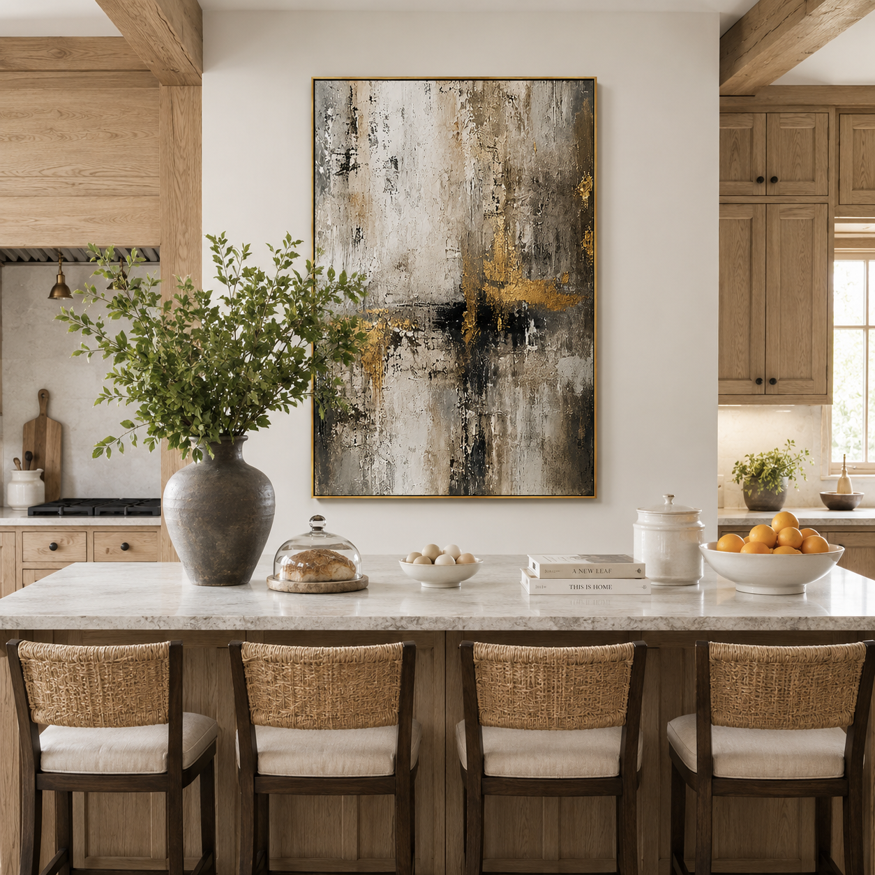"Gilded Ruins" – Industrial Gold Gray Textured Abstract Painting