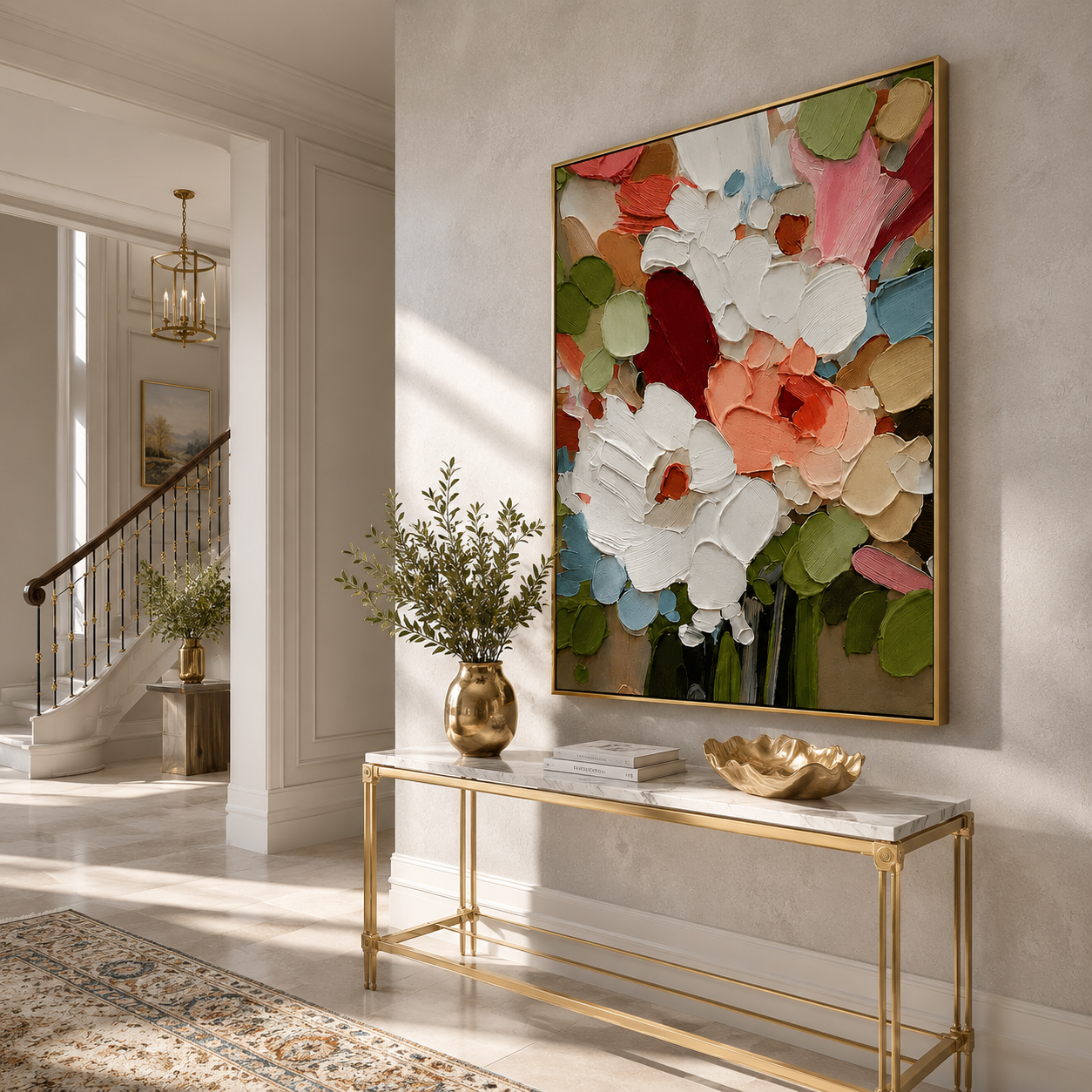 "Floral Abundance" – Colorful Impasto Bouquet Oil Painting